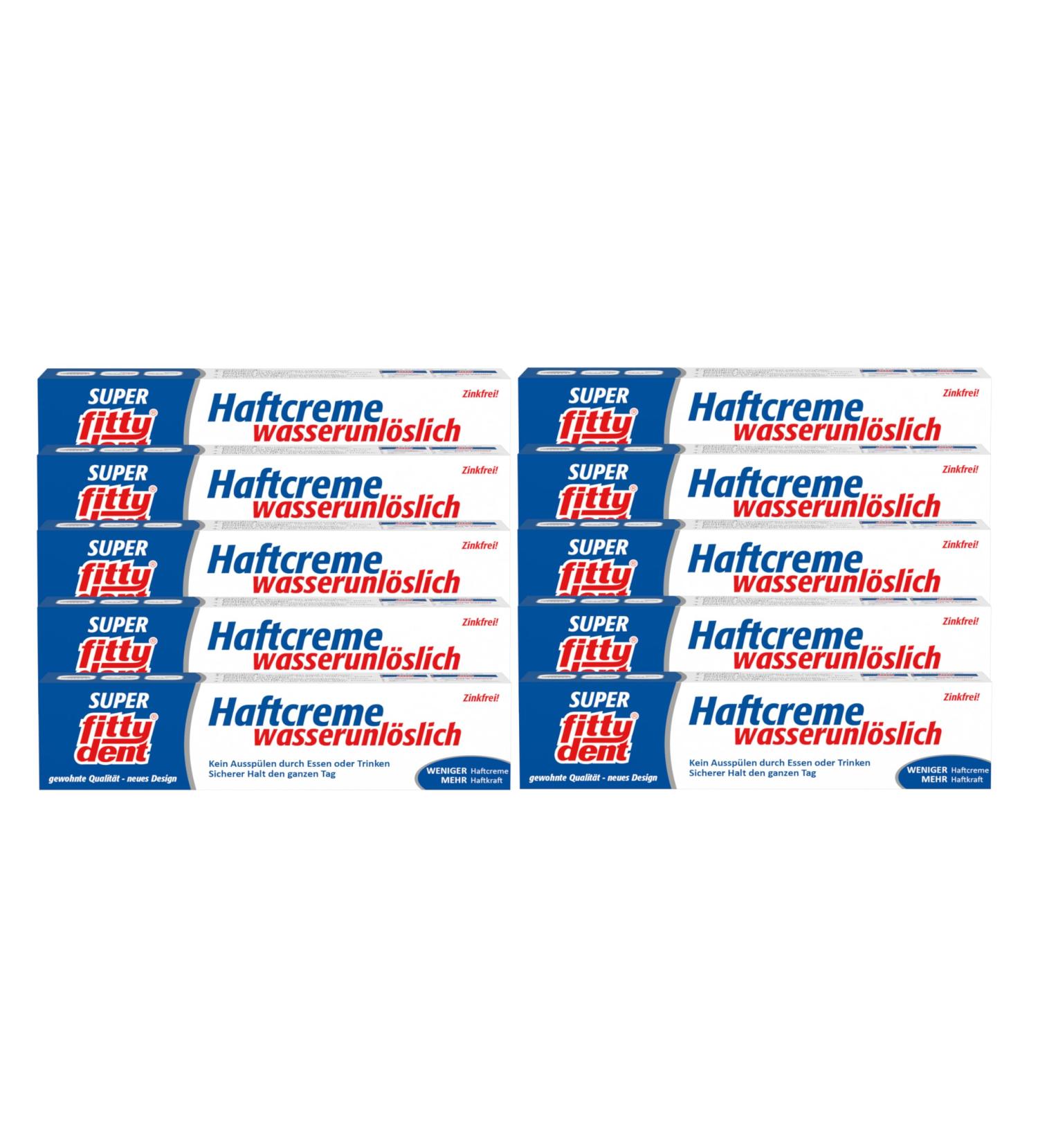 Buy 10x FITTYDENT Super Adhesive Cream 40g - Water-Insoluble & Zinc-Free - Fast International Shipping - Buy Online on GoSupps.com
