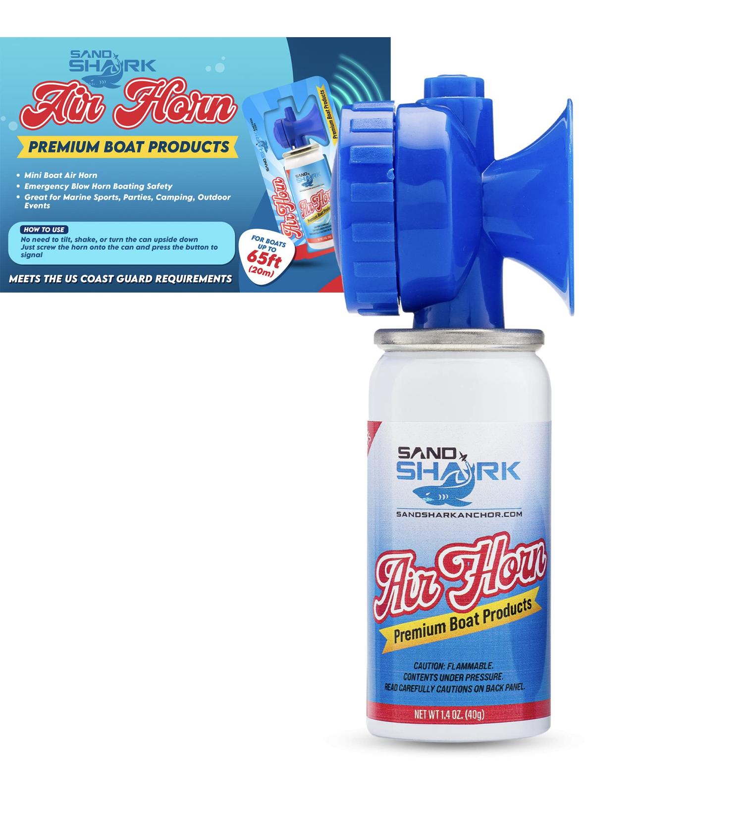 SANDSHARK Premium Boating Air Horn - Coast Guard Approved, Very Loud, Emergency Use for Marine Safety - 1.4oz - Buy Online on GoSupps.com