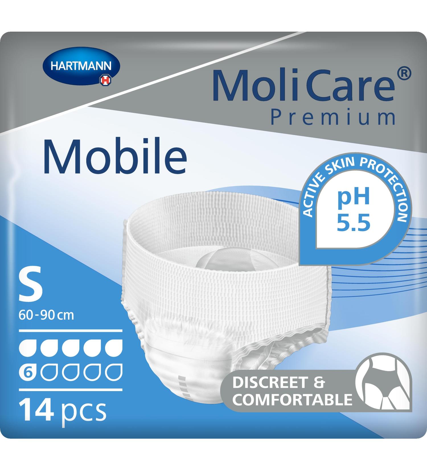 Molicare Premium Mobile Disposable Pants - Discreet Incontinence Wear for Men & Women | Size S (60-90 cm Hip) | 14 Pieces - 6 Drops - Buy Online on GoSupps.com