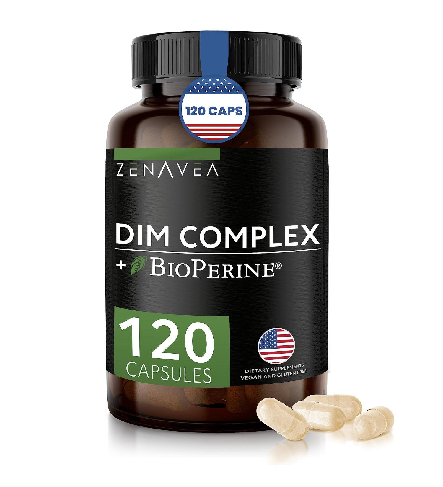Zenavea Dim Supplement for Men - Hormone Balance with Dim & BioPerrine - Estrogen Blocker & Fitness Booster - 120 Caps - Buy Online on GoSupps.com