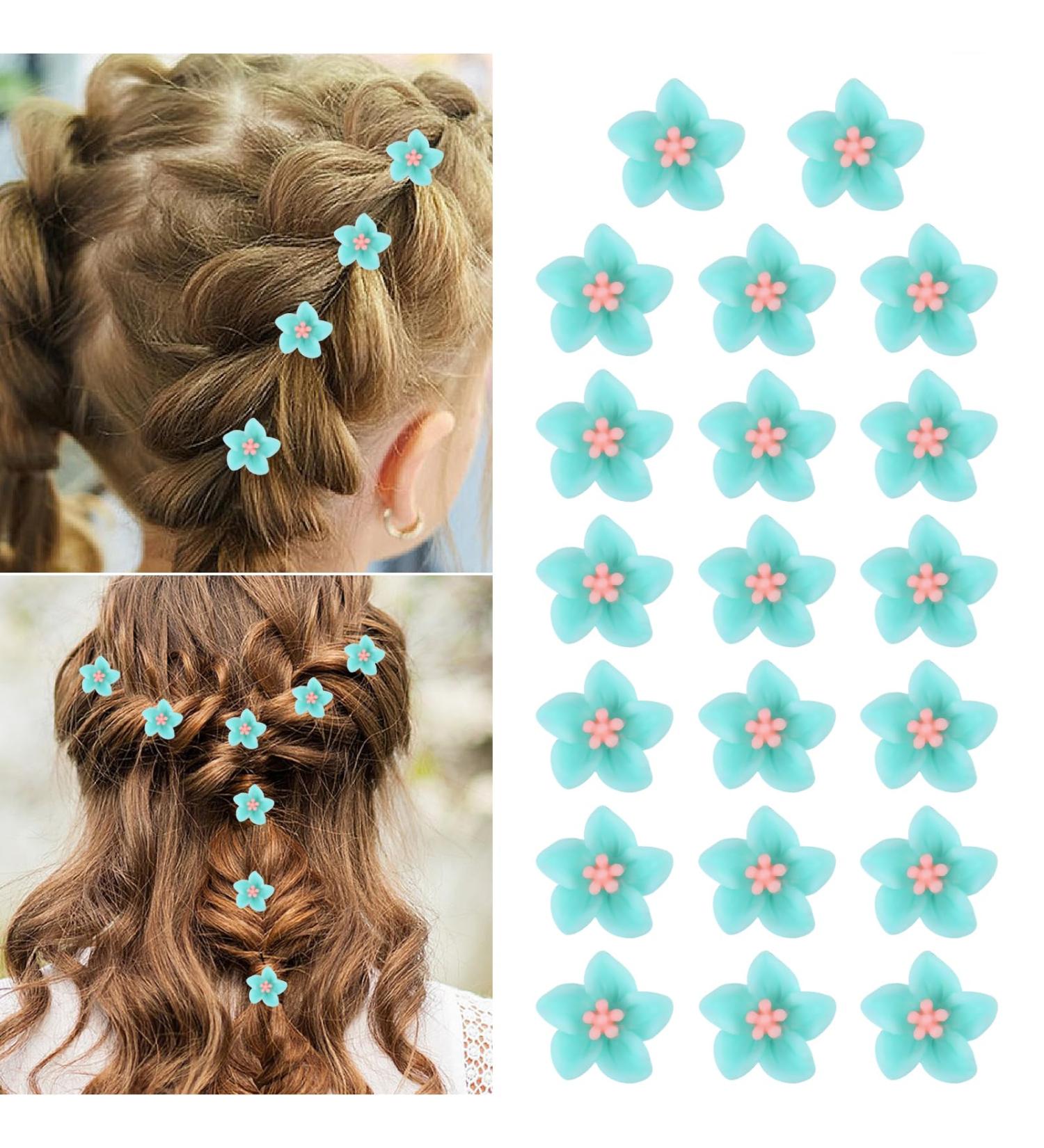 Ouligay Mini Flower Hair Clips - 20 Pack Blue Small Hair Accessories for Women & Brides - Ideal for Weddings - Buy Online on GoSupps.com