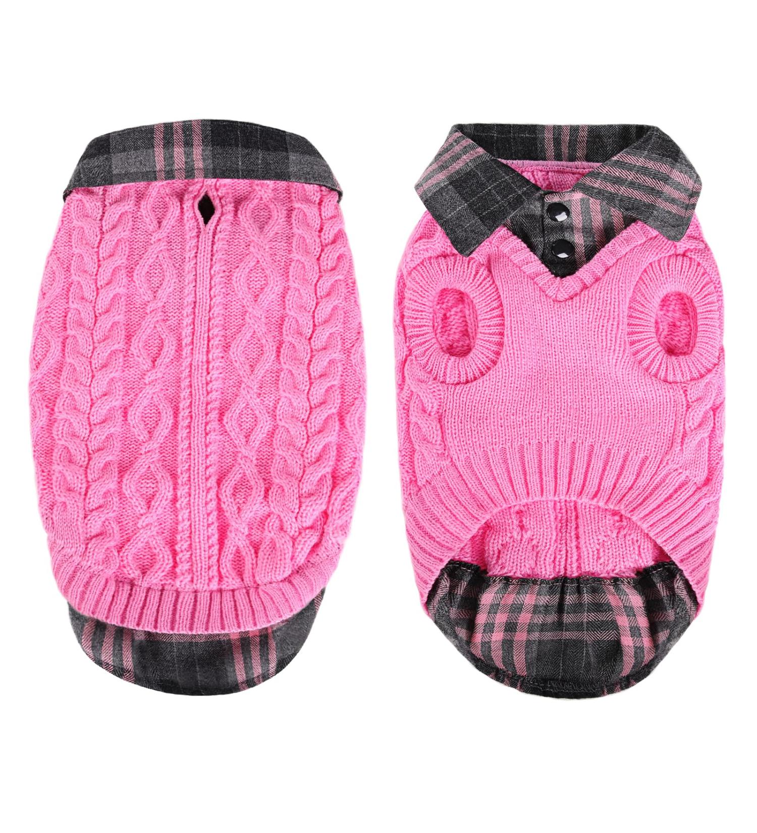 Cit toile Warm Dog Sweater - Stylish Turtleneck Knitting for Autumn & Winter | Cozy Puppy Clothing with Linen Holes | Perfect for Small & Medium Pets in Pink - Size M - Buy Online on GoSupps.com