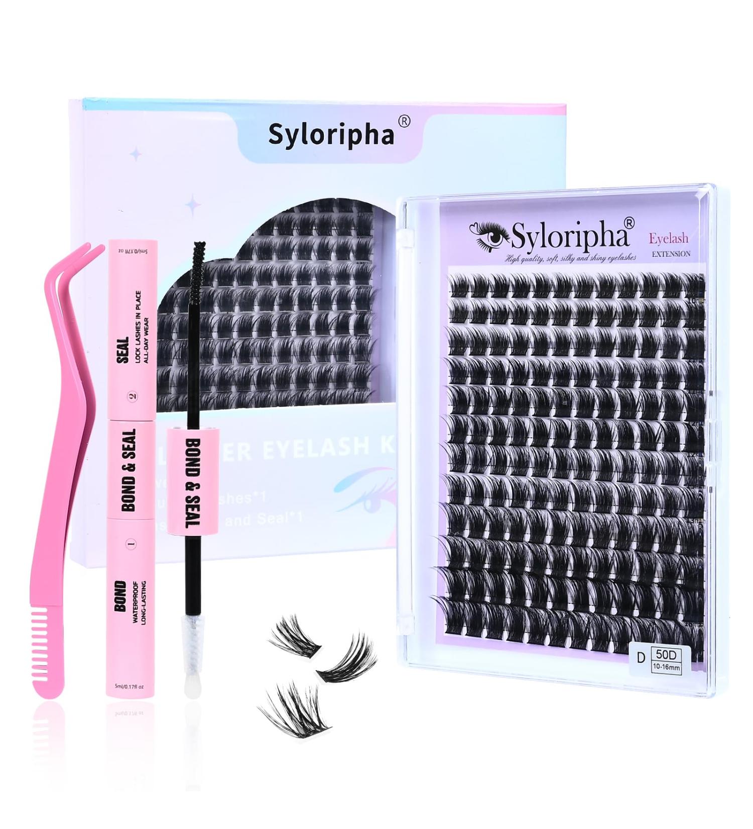 Syloripha Cluster Lashes Individual Lashes D Curl Professional Lash Extension DIY False Eyelashes Fluffy Soft (Eyelash Sets 50D) - Buy Online on GoSupps.com
