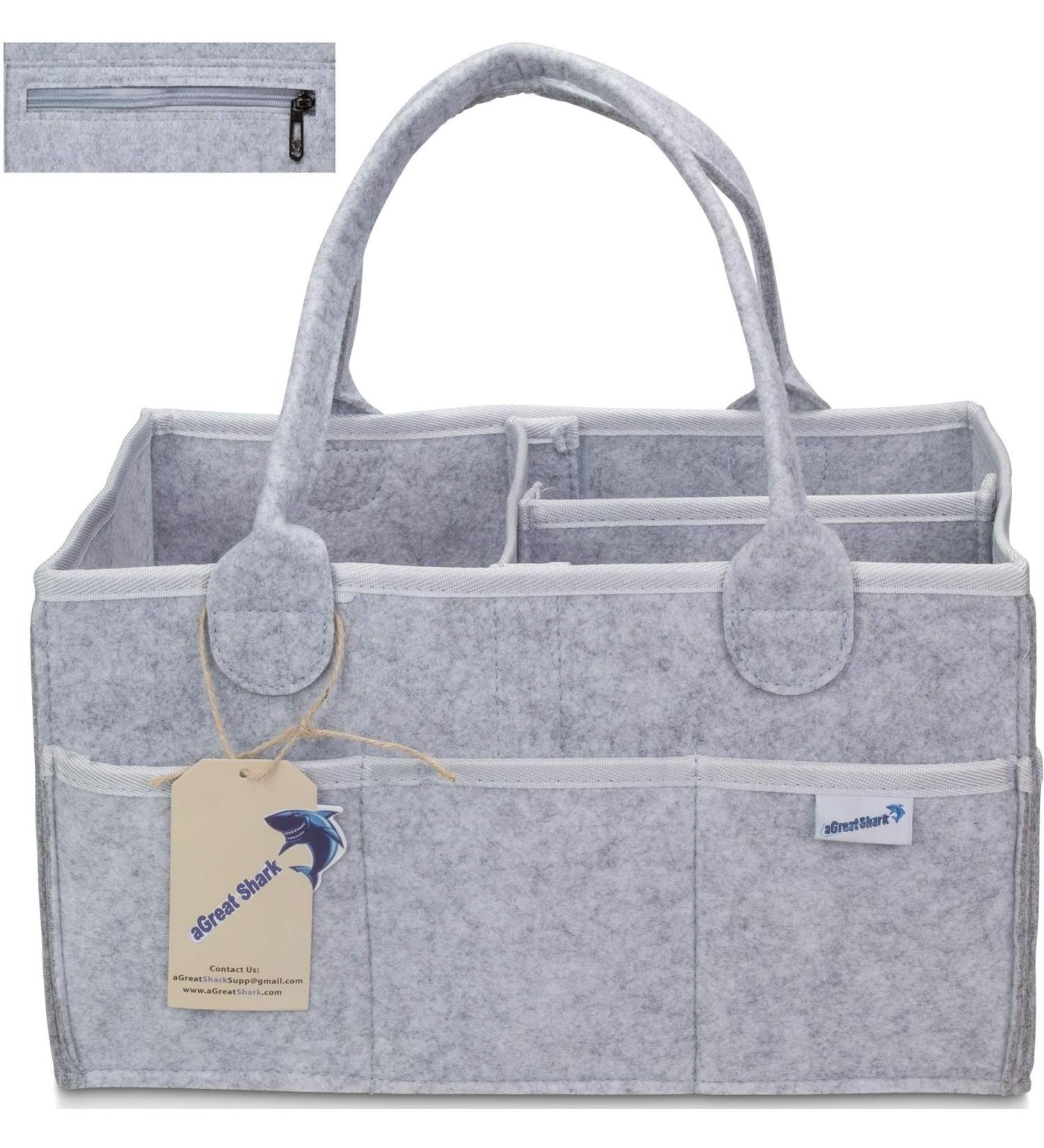 Shark Baby Diaper Caddy - Nursery Storage Bin with Zipper Pocket | Small Size Organizer for Diapers and Wipes - Buy Online on GoSupps.com