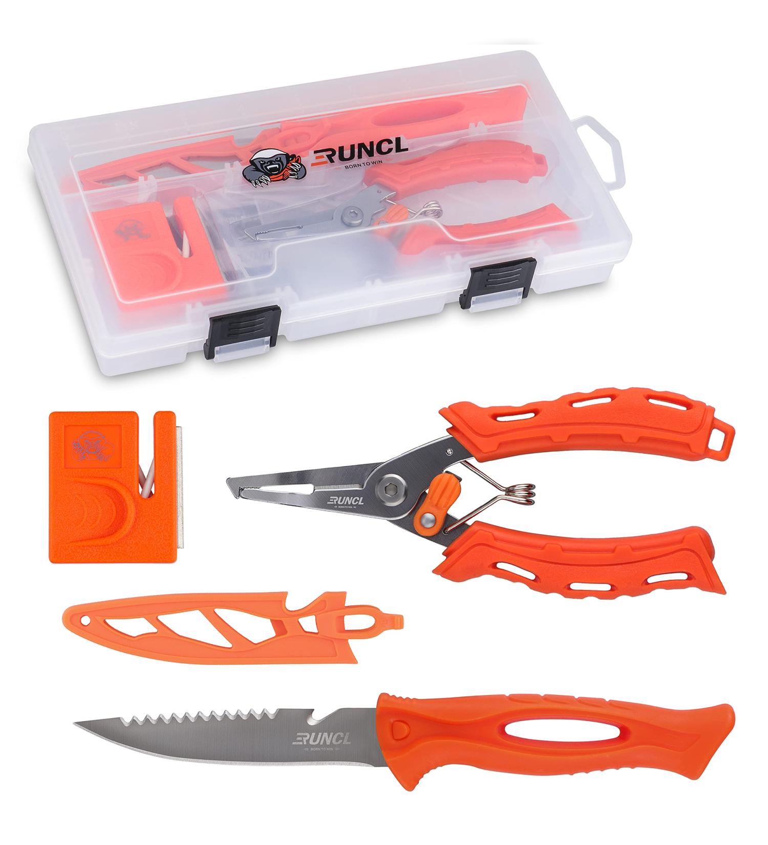 RUNCL Fishing Fillet Knife Combo Set with Sharpener, Pliers, and Tackle Box - 4pc Fishing Tools Kit - Buy Online on GoSupps.com