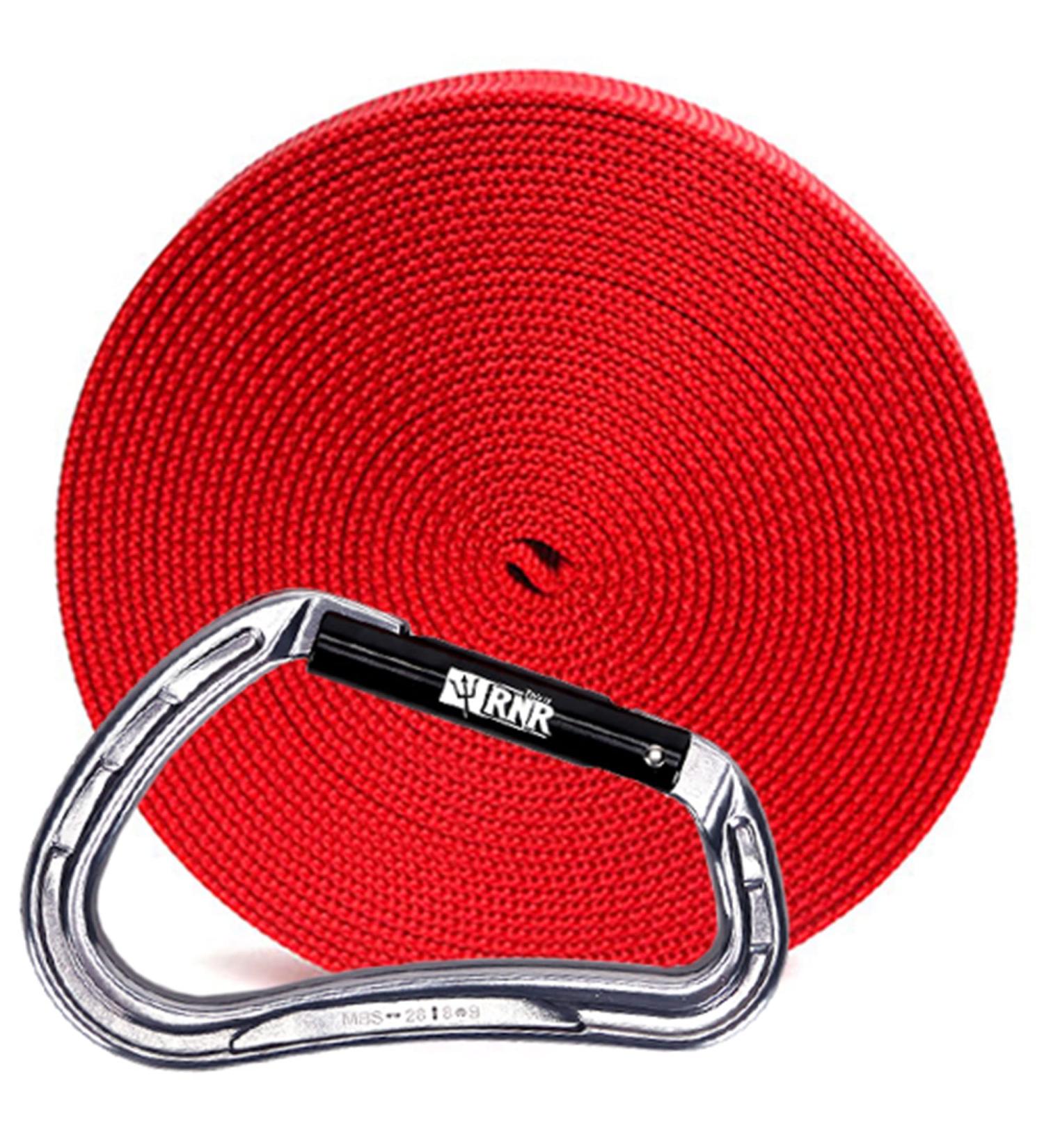 Rock-N-Rescue 20-Foot Heavy-Duty Tubular Nylon Webbing and Carabiner Combo - Made in USA for Rock Climbing, Firefighter, and Rescue Gear - Red - Buy Online on GoSupps.com