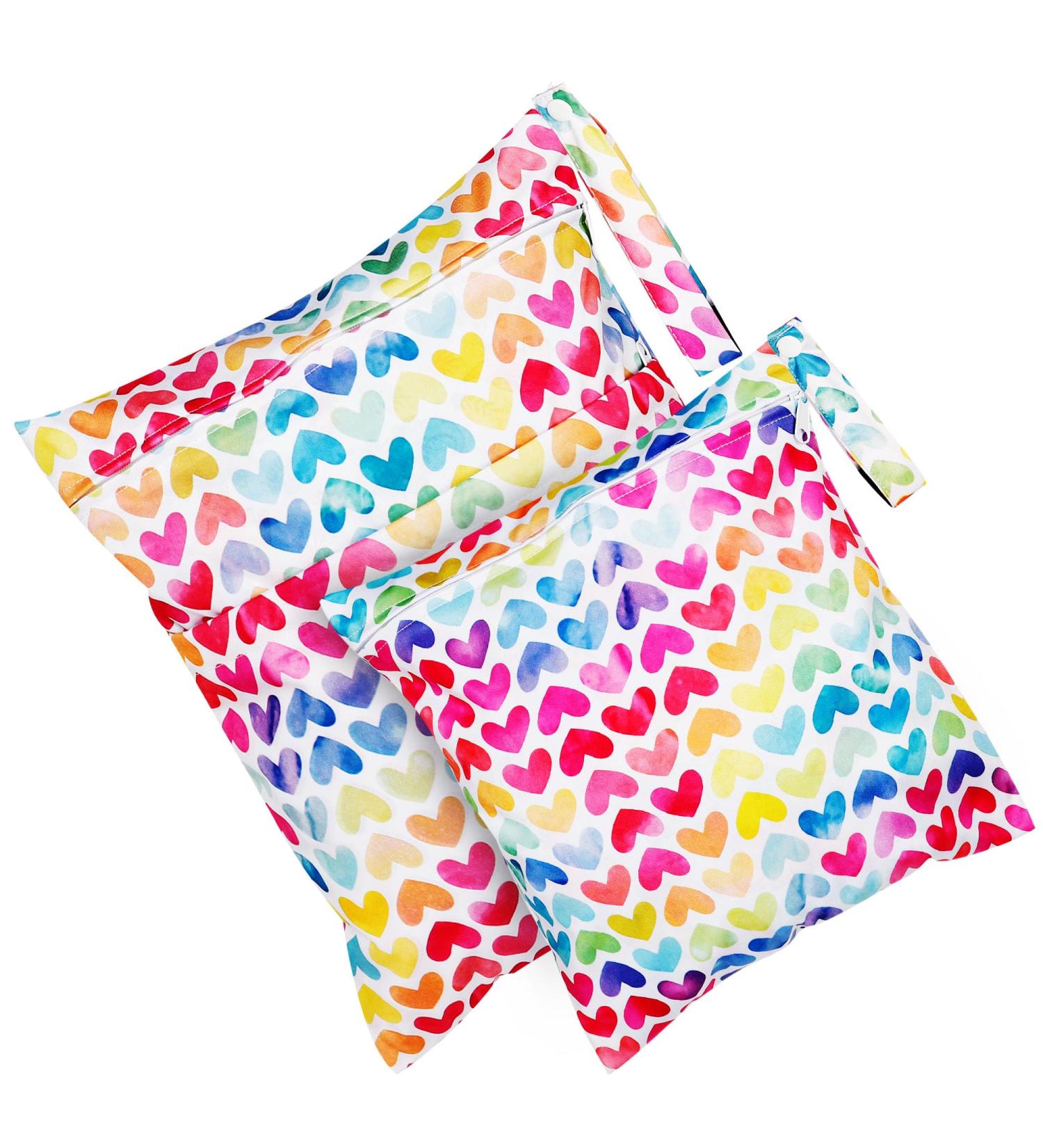 Loscarol 2-Piece Wet Bag Set | Large Kindergarten & Small Diaper Bag | Personalized Baby Cloth Diaper Bags (Heart Design) - International Shipping - Buy Online on GoSupps.com