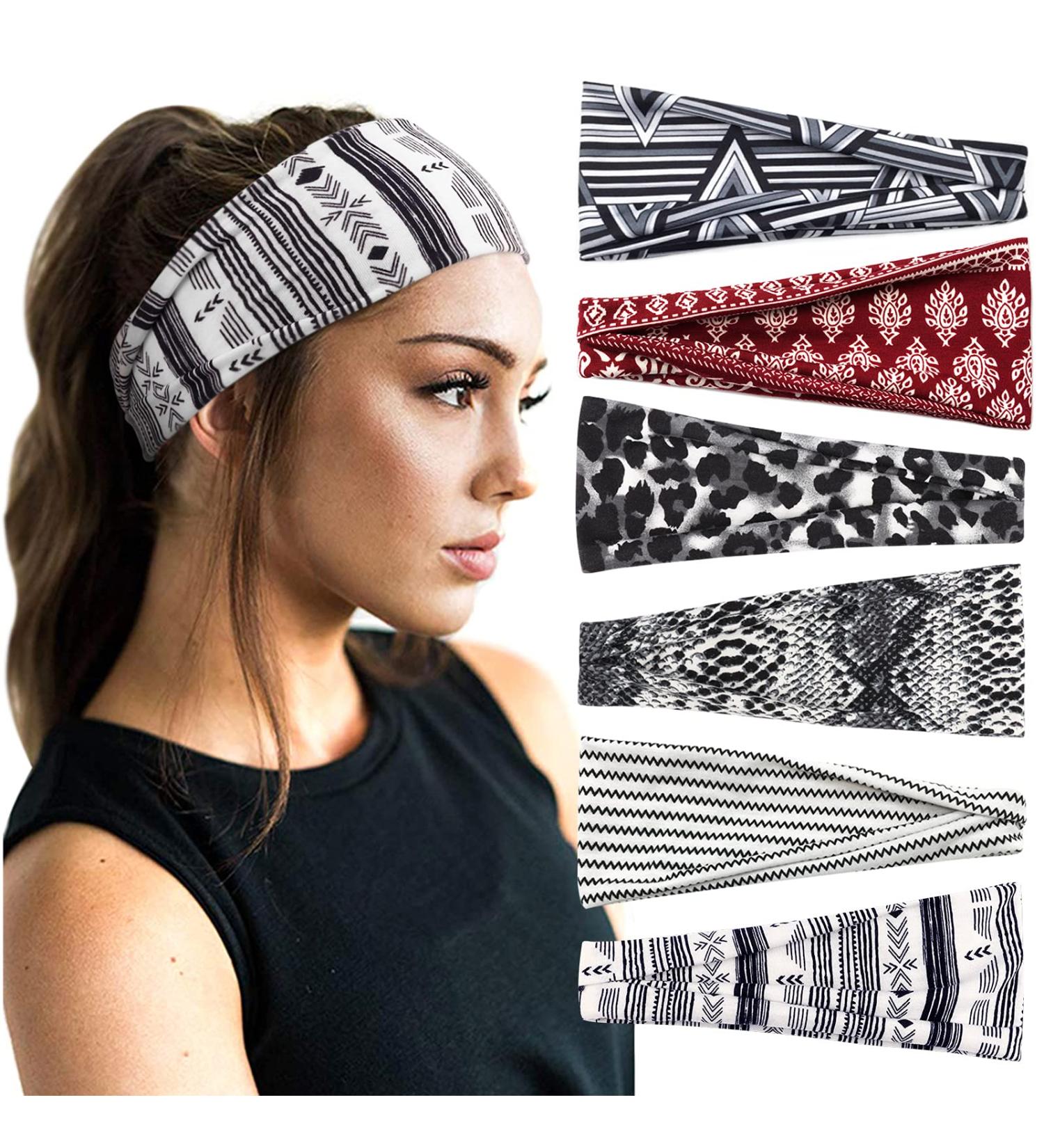 Dreshow 6-Piece Women's Headband Set - Elastic Turban Hair Accessories for Yoga Sports & Everyday Use - Buy Online on GoSupps.com