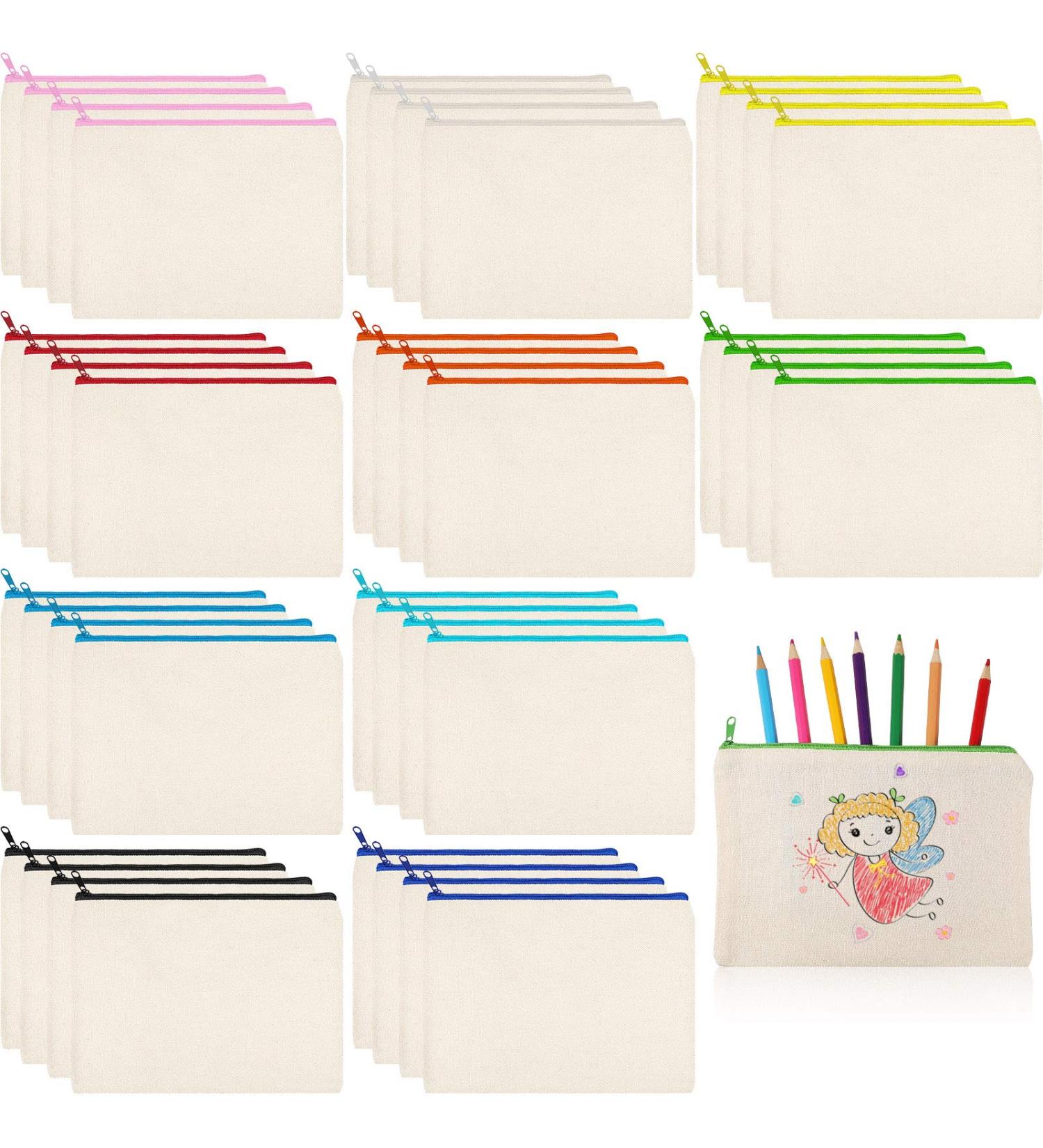 40 Pieces Canvas Zipper Pouch Bags Canvas Pencil Pouch Canvas Makeup Bags Blank Canvas Pencil Case Canvas Cosmetic Bag for Travel DIY Craft School (7.09 x 4.33 Inches S) - Buy Online on GoSupps.com