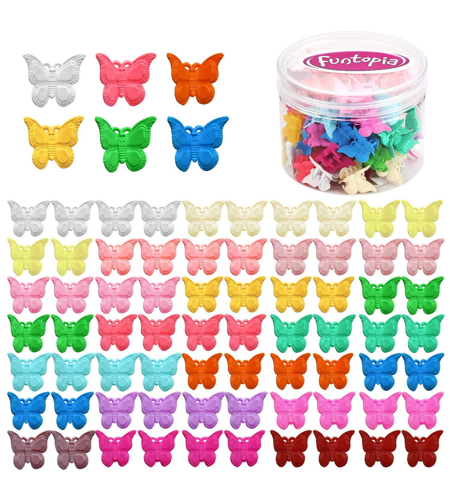 Funtopia Butterfly Hair Clips - 72Pcs Small Claw Clips for Girls & Women in 18 Assorted Colors - Non Slip Mini Plastic Hair Jaw Clips with Box Package - Buy Online on GoSupps.com