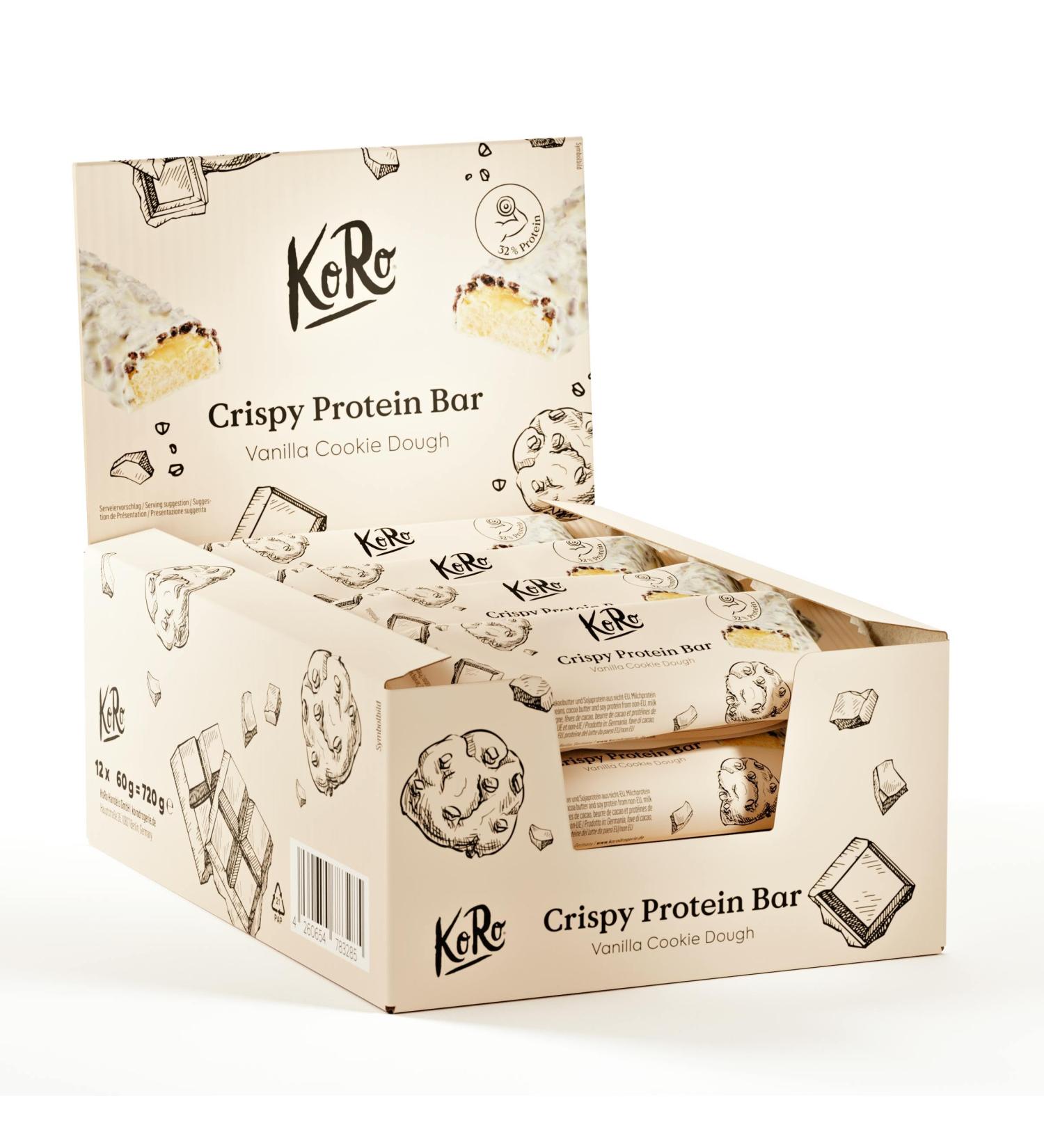 KoRo - Crunchy cookie dough vanilla protein bar 12 x 60 g