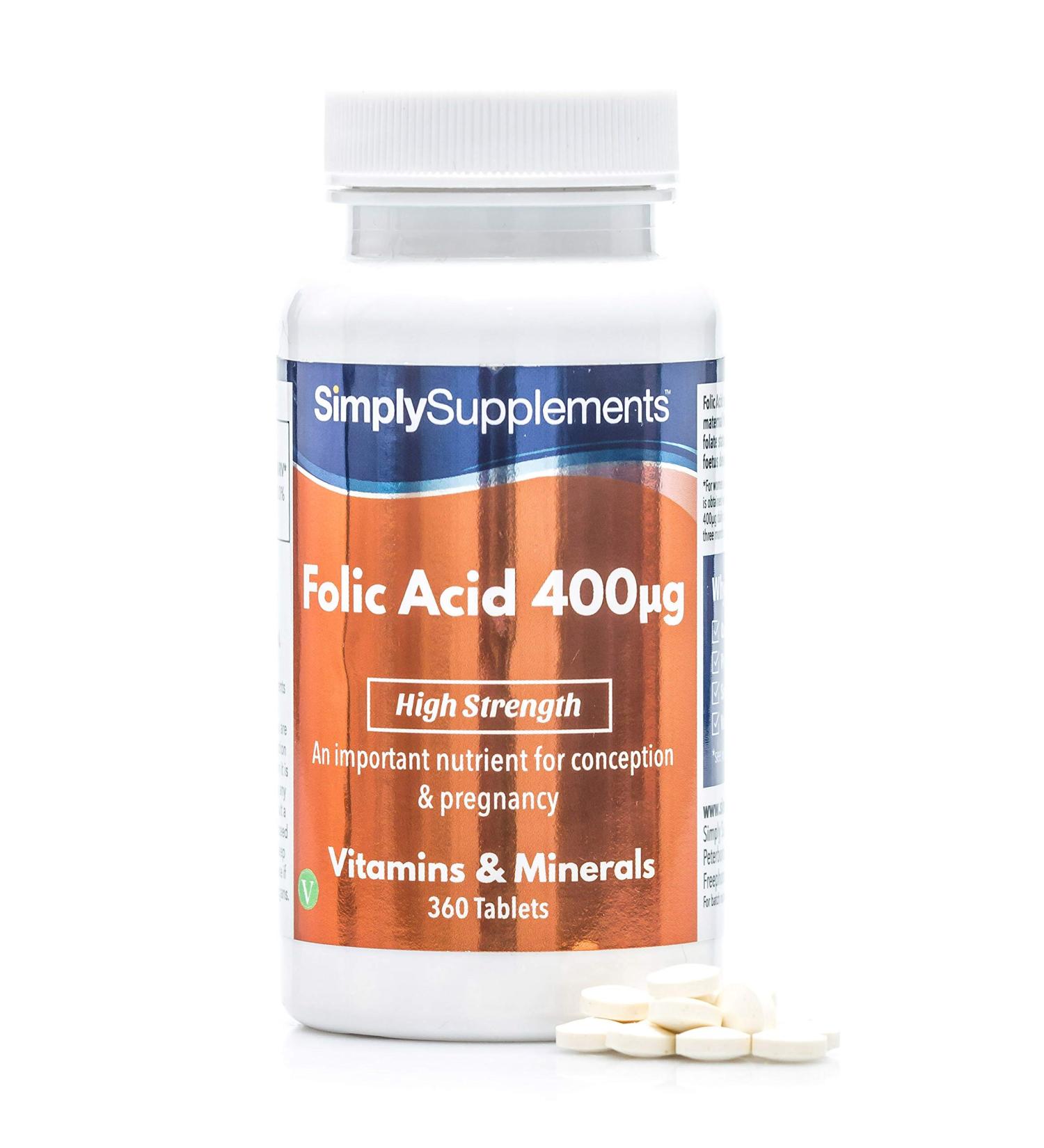 Folic Acid 400mcg | 360 Tablets | Vegan Pregnancy Care | UK Made - Buy Online on GoSupps.com