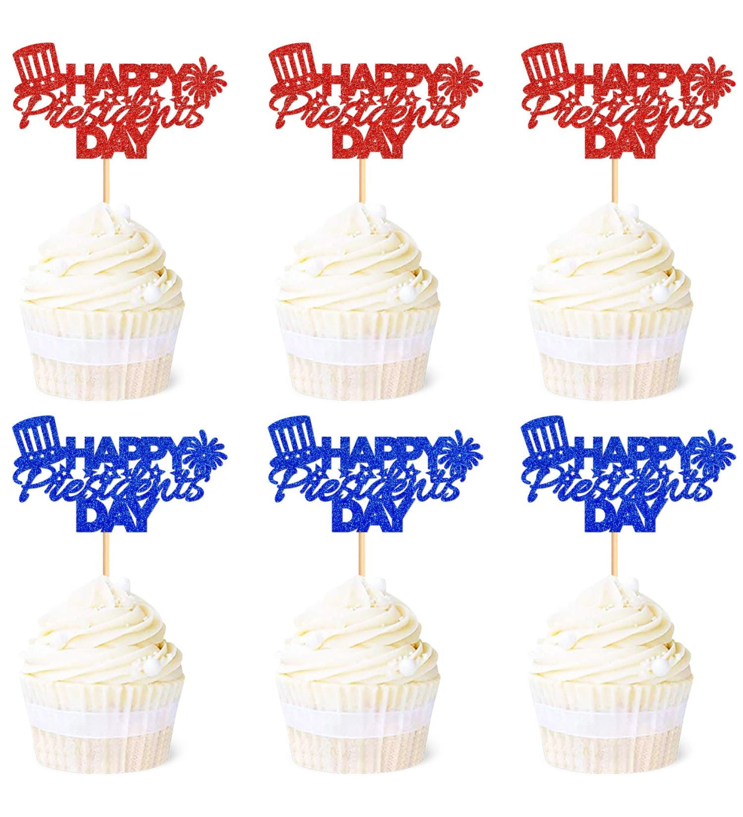 Ercadio 24 Pack Happy Presidents Day Cupcake Toppers Red Blue Glitter President Cupcake Picks America Cupcake Toppers for American Patriotic Theme Party Cake Decoration Supplies - Buy Online on GoSupps.com