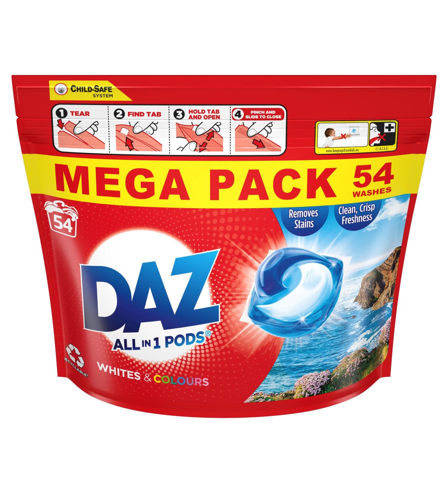 DAZ All-in-1 PODs Washing Liquid Capsules 54 Washes