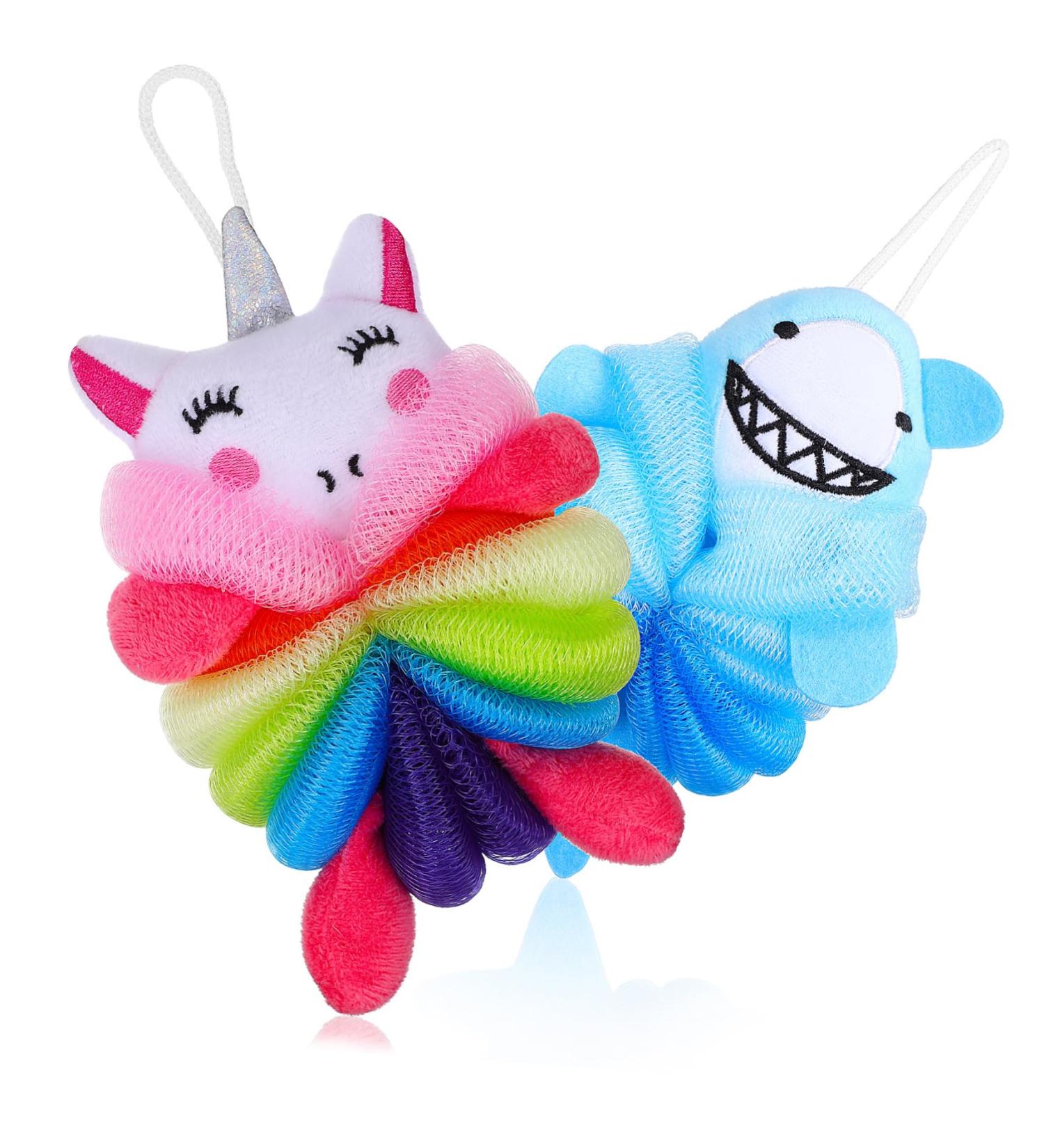 2pcs Soft Body Bath Flower Shower Sponge - Cartoon & Mermaid Bath Ball Scrubber for Women | Fun Bath Wipe & Loofah - Buy Online on GoSupps.com