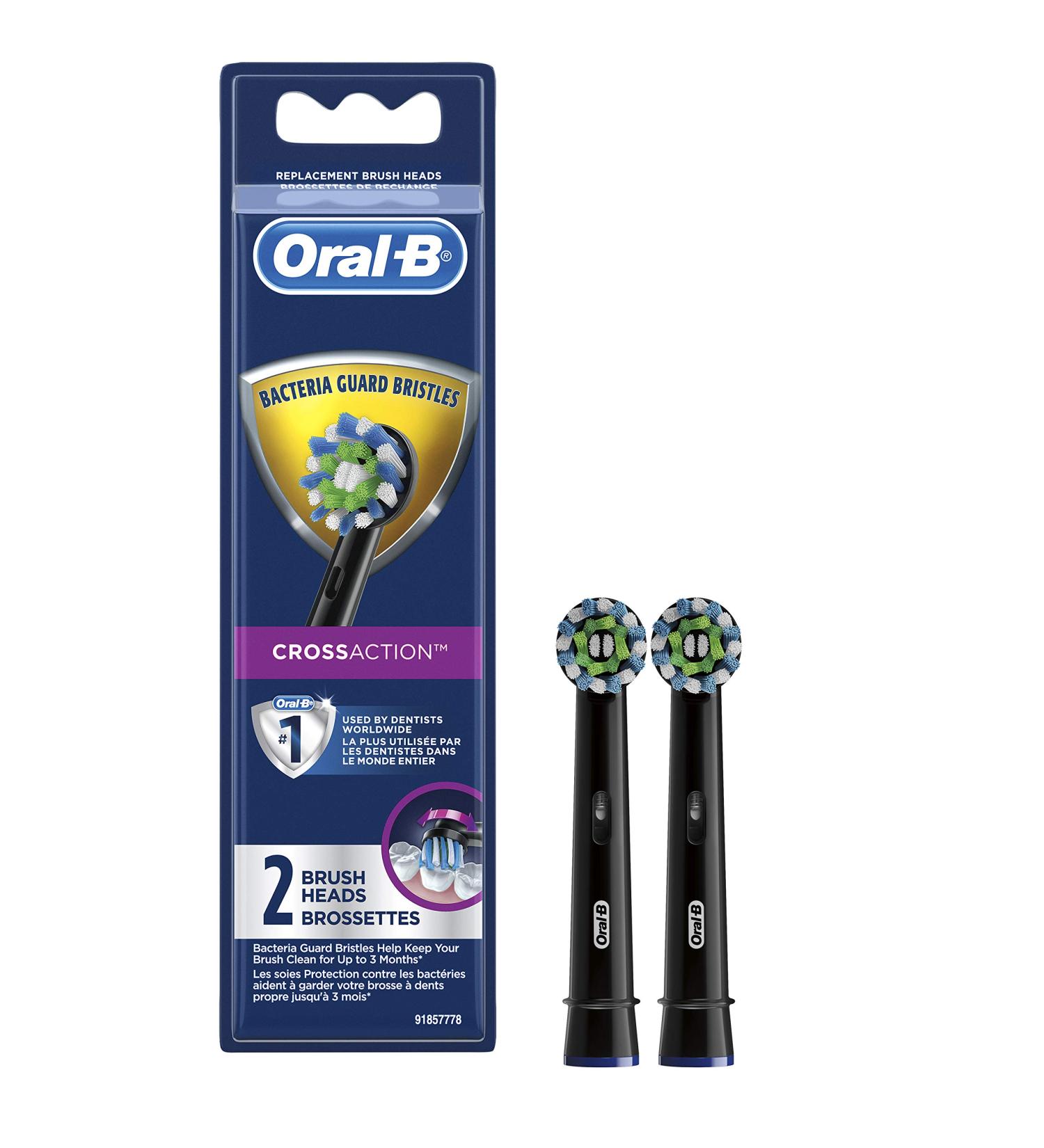 Oral-B CrossAction Black Electric Toothbrush Replacement Brush Heads - 2 Pack - Buy Online on GoSupps.com