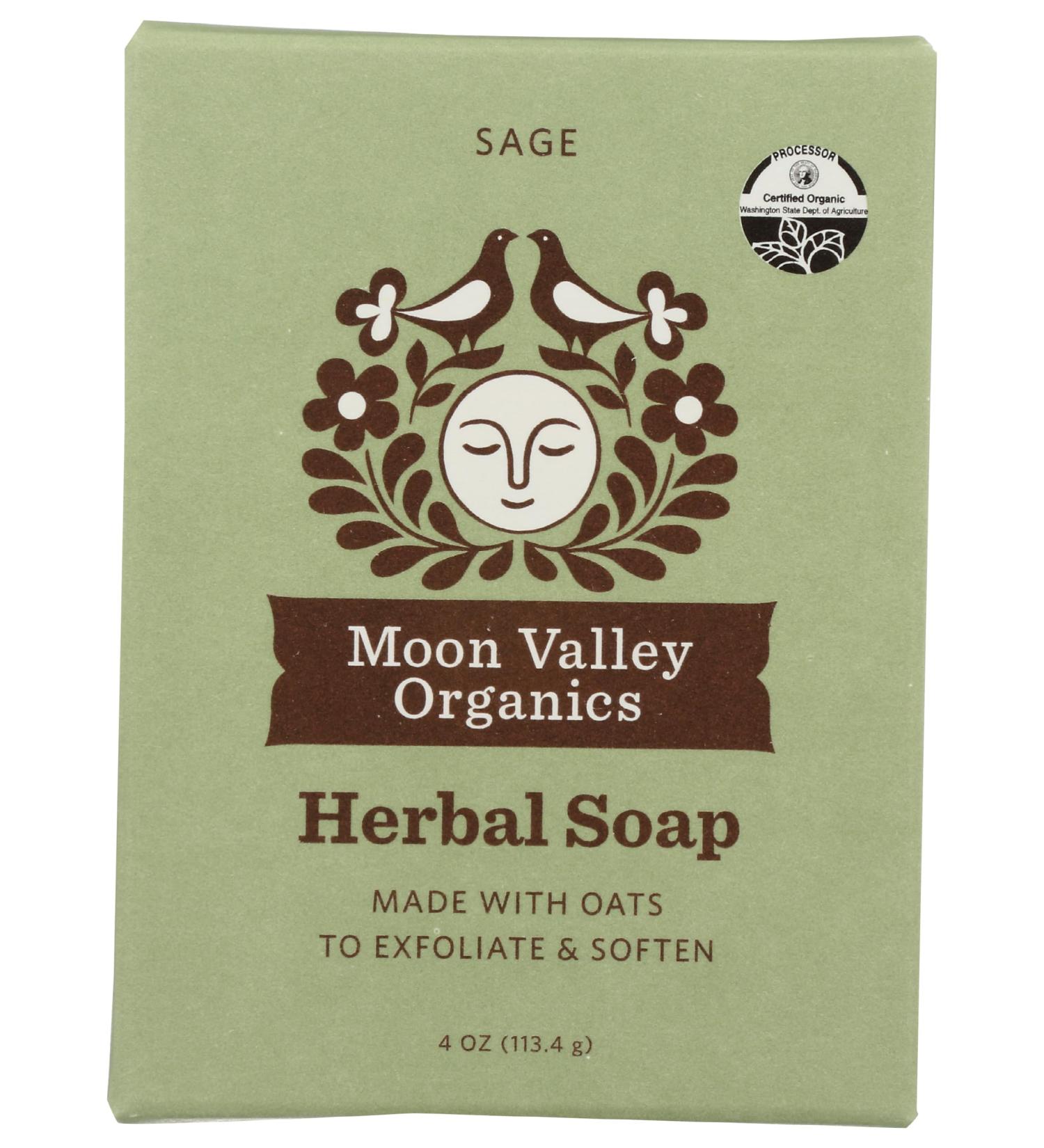 Buy MOON VALLEY ORGANICS Oatmeal Sage Soap - 4 OZ | Natural Handmade Soap for Healthy Skin | International Shipping Available - Buy Online on GoSupps.com