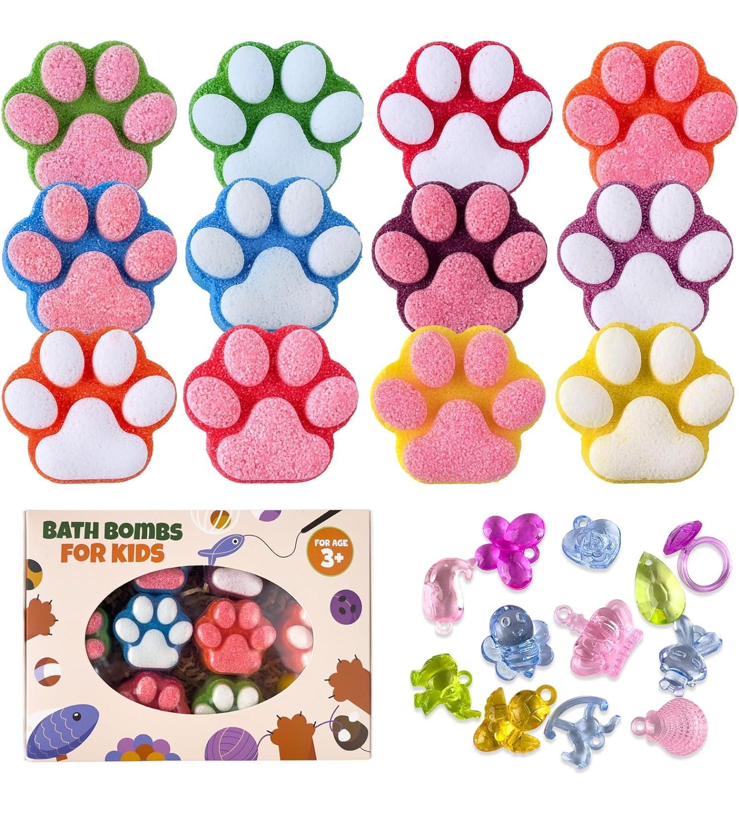 Bath Bomb for Kids 12 Pcs Colorful Handmade Natural Bath Ball with Surprise Sparkling Crystal Toys SPA Fizzy Bath Bomb Gift Set for Girl Boy at Christmas Birthday 12 paw bath bombs - Buy Online on GoSupps.com