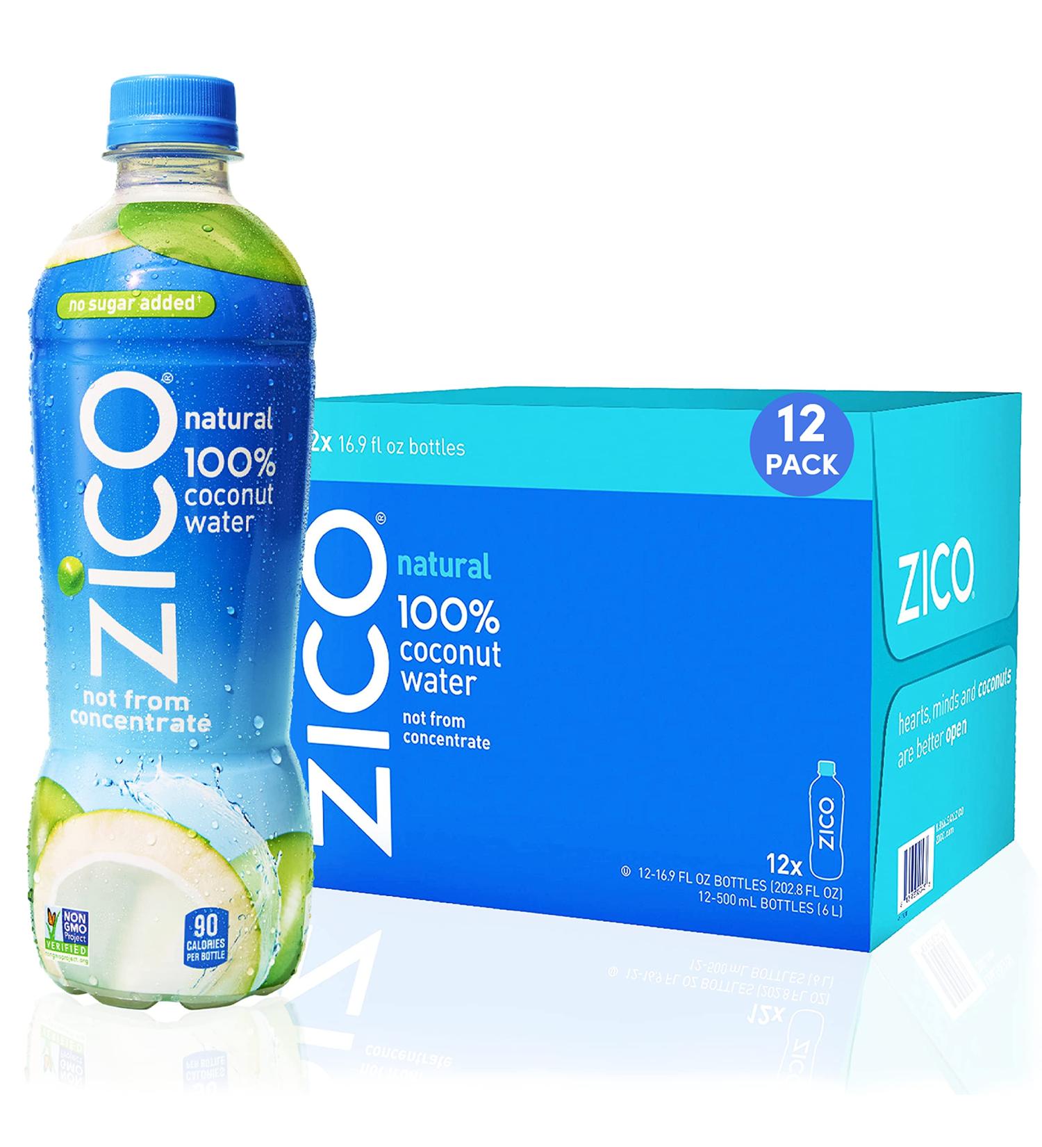 Zico 100% Coconut Water Drink - 12 Pack, 500ml - Natural Flavored, No Sugar Added, Gluten-Free - Supports Hydration with Electrolytes - Buy Online on GoSupps.com