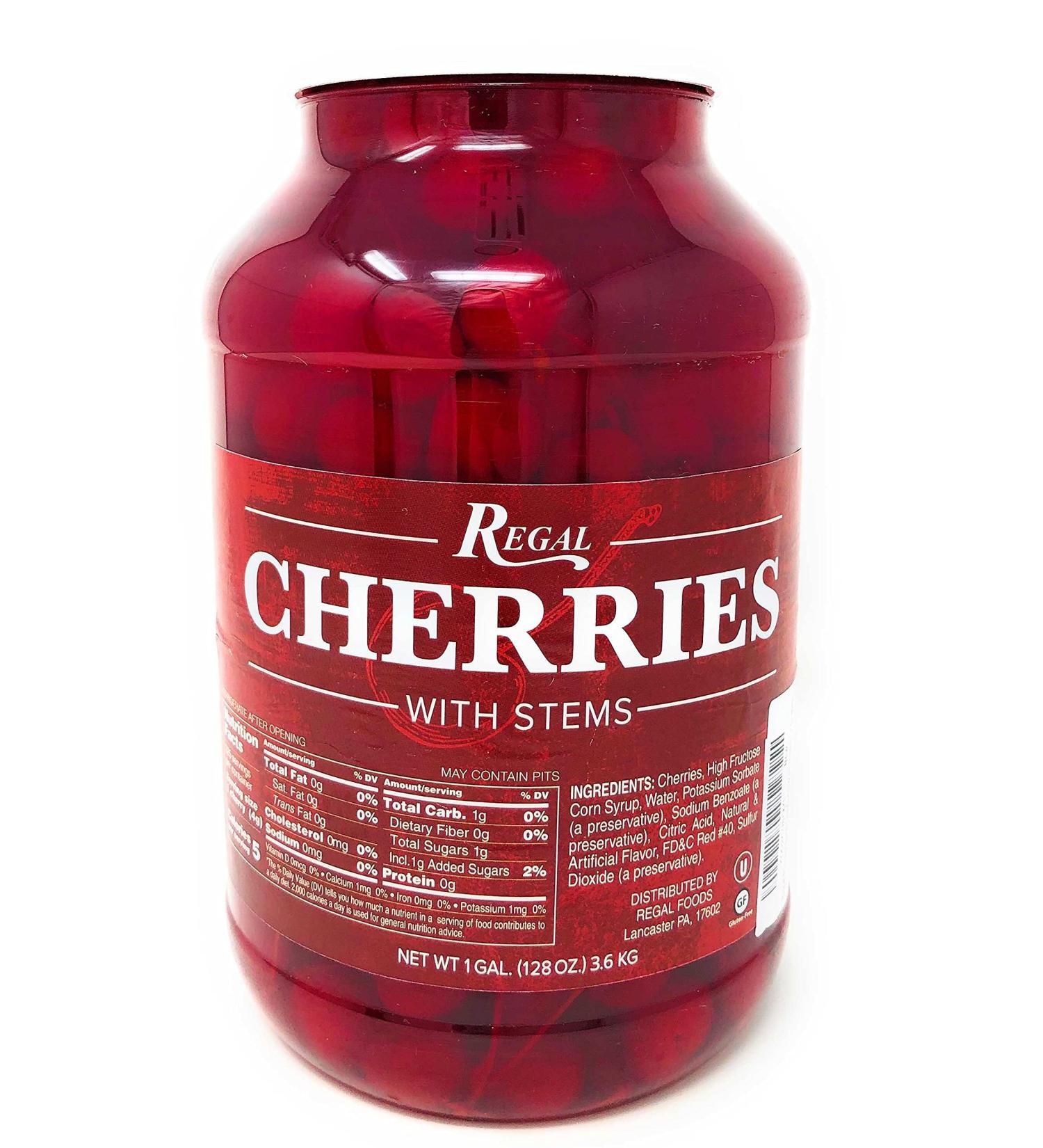 Regal Maraschino Cherries with Stems - 1 Gallon