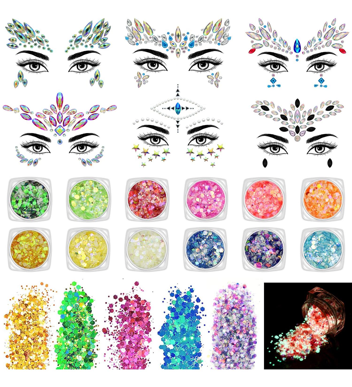 Shop Gemstone Rhinestones & Glitter Face Stickers Self-Adhesive Jewelry Stones for Masquerade Party Makeup | Ogodeal - Buy Online on GoSupps.com
