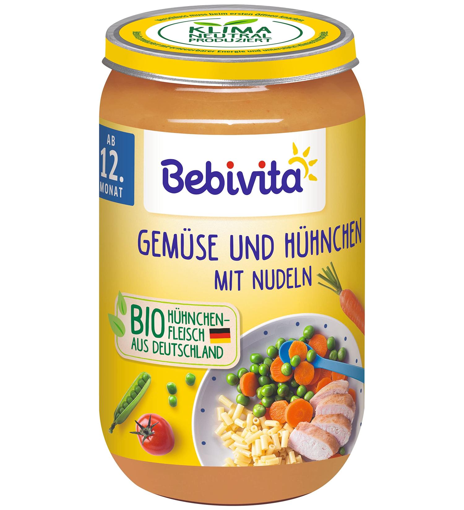 Bebivita menus from 12 months Vegetables and chicken with pasta pack of 6 (6 x 250g) medium Vegetables and chicken with pasta 250g