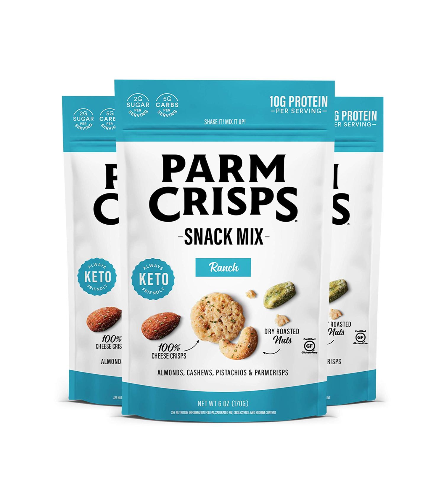 ParmCrisps Ranch Cheese Snack Mix with Nuts | High-Protein, Low Carb, Gluten-Free | 100% Cheese Crisps, Almonds, Cashews, Pistachios | 6oz (Pack of 3) - Buy Online on GoSupps.com