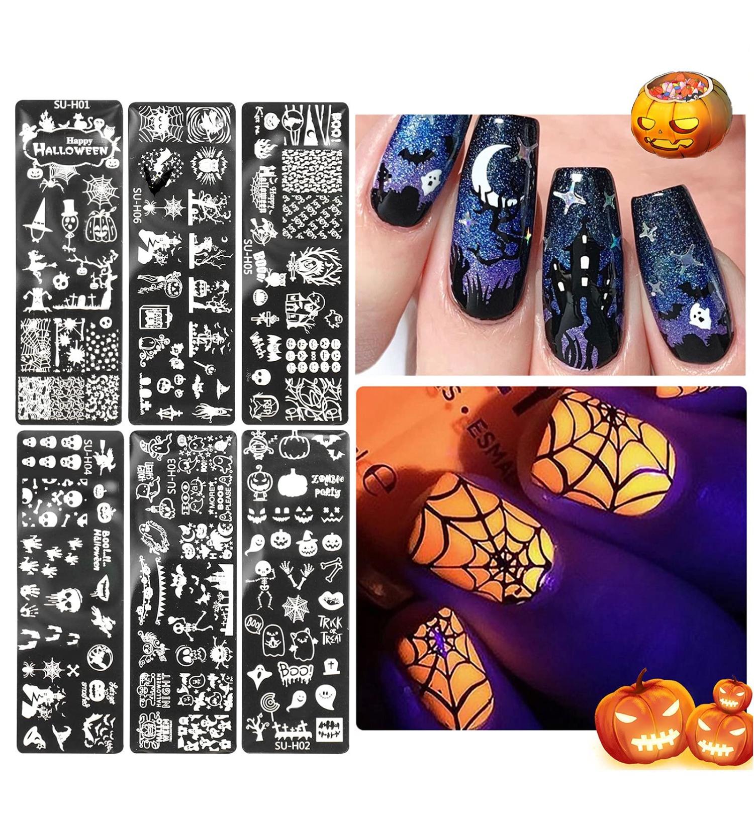 TT-6PCS Halloween Nail Stamping Plates - Skull Pumpkin Ghost Designs for Unique Nail Art | Multicolor Stencil Set - Buy Online on GoSupps.com