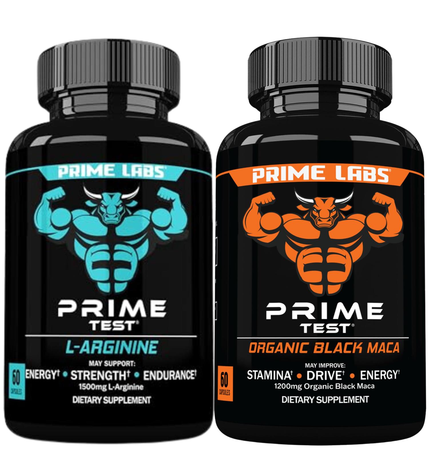 Prime Labs L Arginine (60 ct) + Organic Black Maca Capsules (60 ct) - Buy Online on GoSupps.com