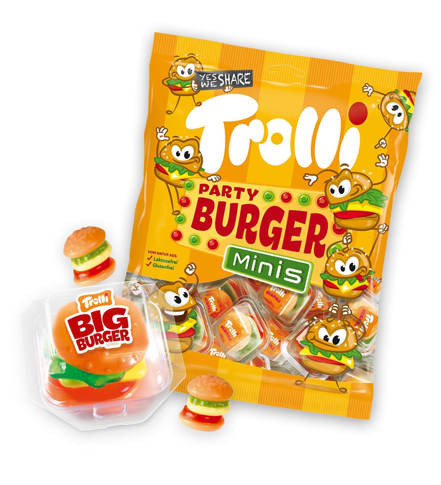 Trolli Burger Sachet Set 170g Mini Burgers + 1 Big Burger 50g Bonbons g lifi s cultes partager Mix sucr pour anniversaire BBQ & Candy Bar Chaque burger emball individuellement - Buy Online on GoSupps.com