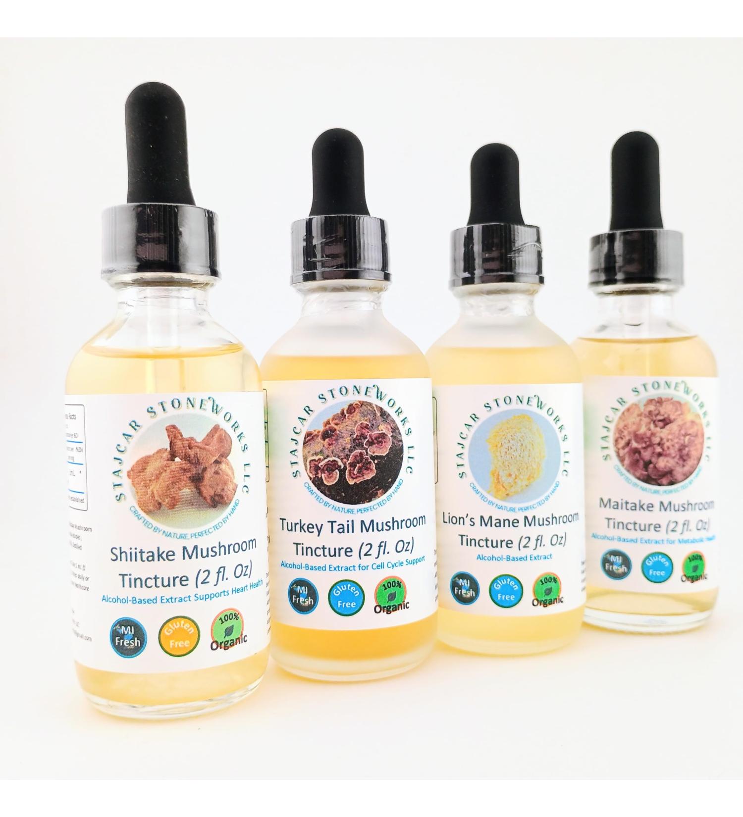 Stajcar Stoneworks Immunity Bundle, 4 Pack Deal Shiitake, Turkey Tail, Lion s Mane, Maitake Tinctures Heart, Immune, Cognitive, Nervous System, Holistic Wellness Support 4x2 Oz - Buy Online on GoSupps.com