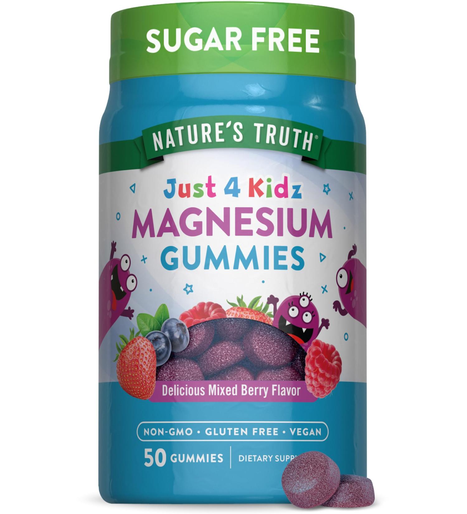 Nature's Truth Magnesium Gummies for Kids | Glycinate & Citrate | 50 Count | Mixed Berry Flavor | Vegan, Non-GMO & Gluten Free Supplement - Buy Online on GoSupps.com