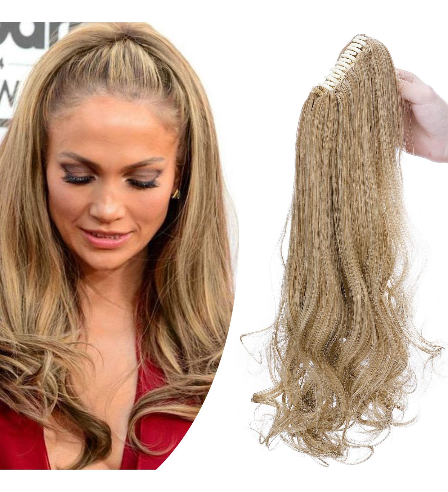 Shop Heat Resistant 18 Ponytail Extensions - Wavy & Smooth Hair Braids in Bright Ash Brown Mix & Light Ash Brown Bleach Blonde - Fast International Shipping! - Buy Online on GoSupps.com