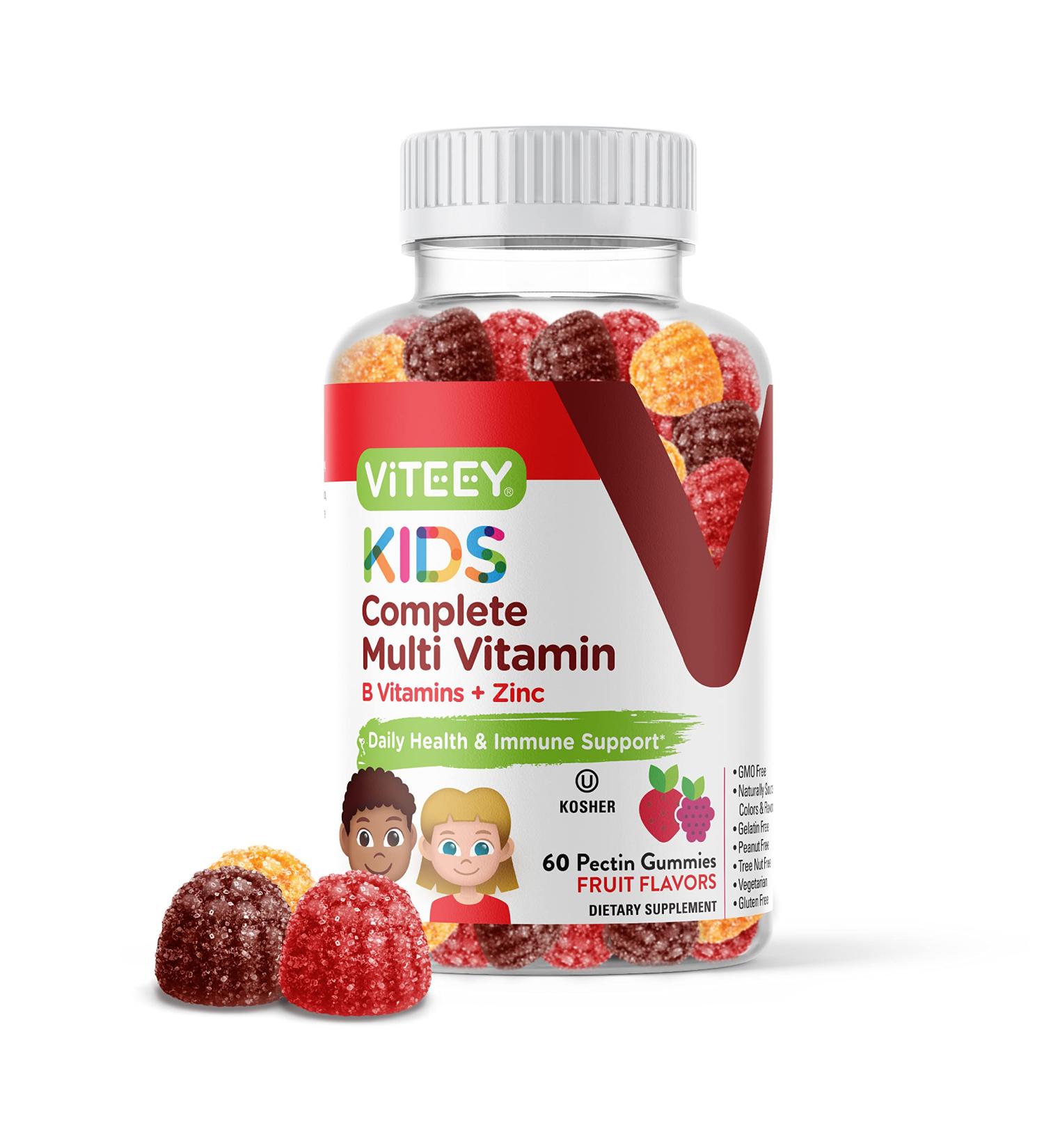 Kids Daily Multivitamin Gummies - Immune Support & Overall Health - 12 Essential Vitamins & Minerals - Gluten, GMO, Gelatin, Peanut Free - 60 Chewable Fruity Gummies - Buy Online on GoSupps.com