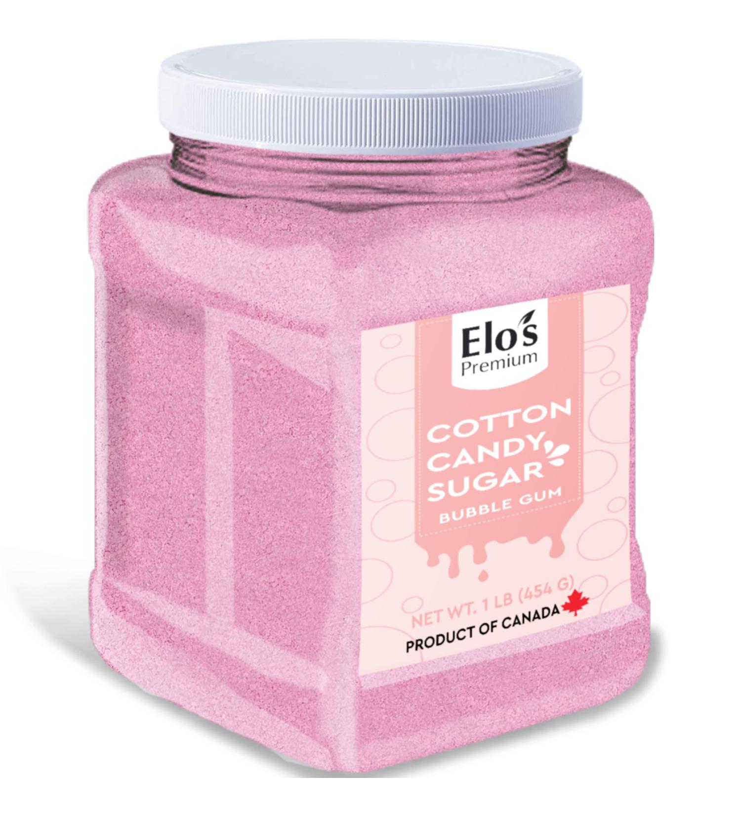 Cotton Candy Floss Sugar (Bubblegum) - 1LB | Product of Canada| Easy Candy Forming| Works With Almost All Machines| Reusable Jars to Lock in Freshness| Flavoured Floss Ideal for Snack Desserts Party Carnivals and More| By Elo's Premium - Buy Online on GoSupps.com