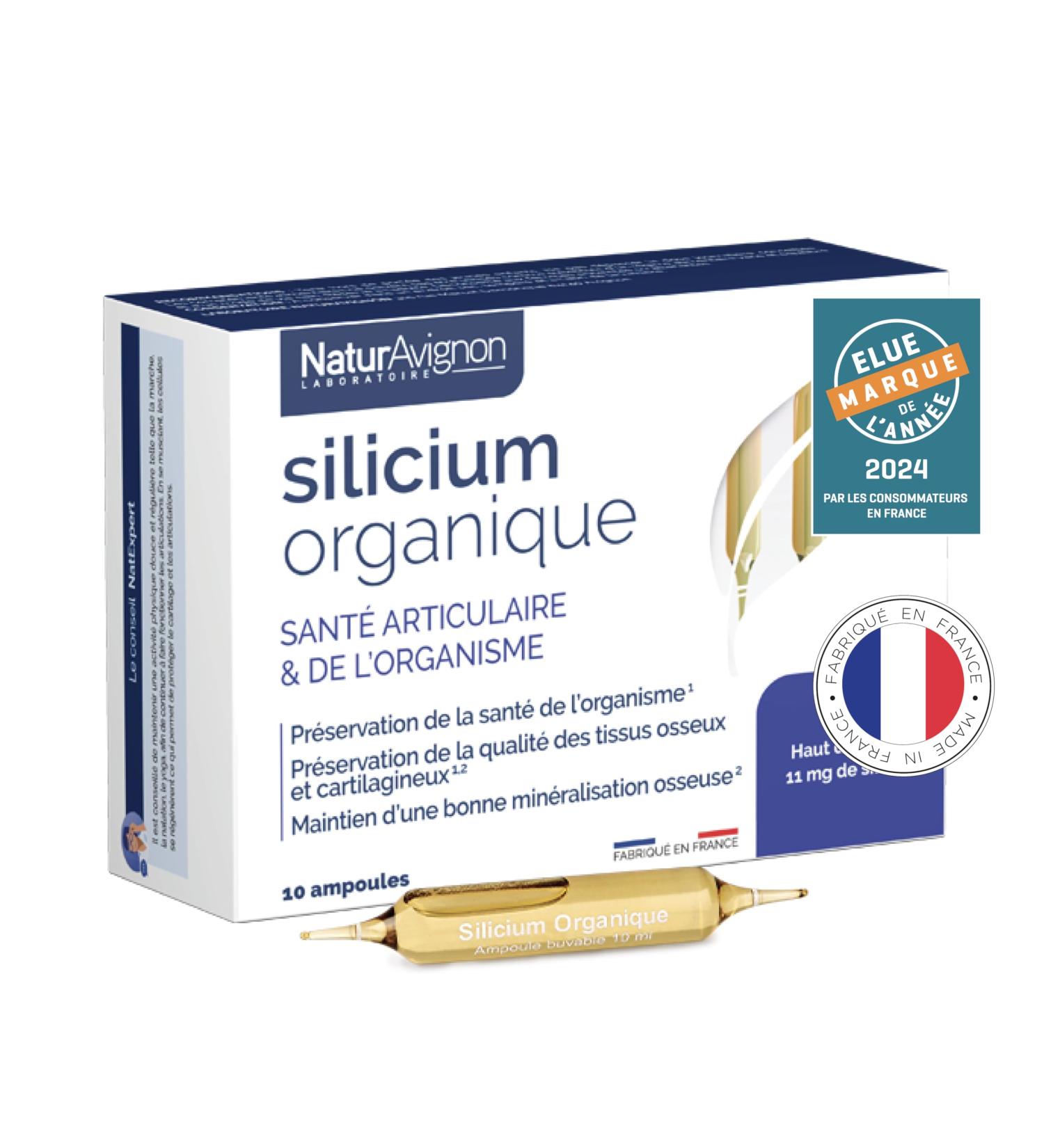 NaturAvignon Silicium Organique liquide | Articulation cartilage os systeme immunitaire adulte | silice naturelle | Silicium 4 X plus biodisponible | 10 ampoules I Fabriqu en France - Buy Online on GoSupps.com