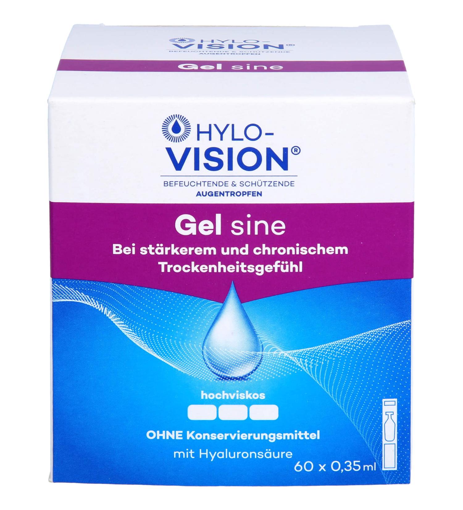 HYLO-VISION GEL SINE Eye Drops - Intensive Moisture for Dry Eyes Preservative-Free Ideal for Contact Lenses - 60 x 0.35 ml - Buy Online on GoSupps.com