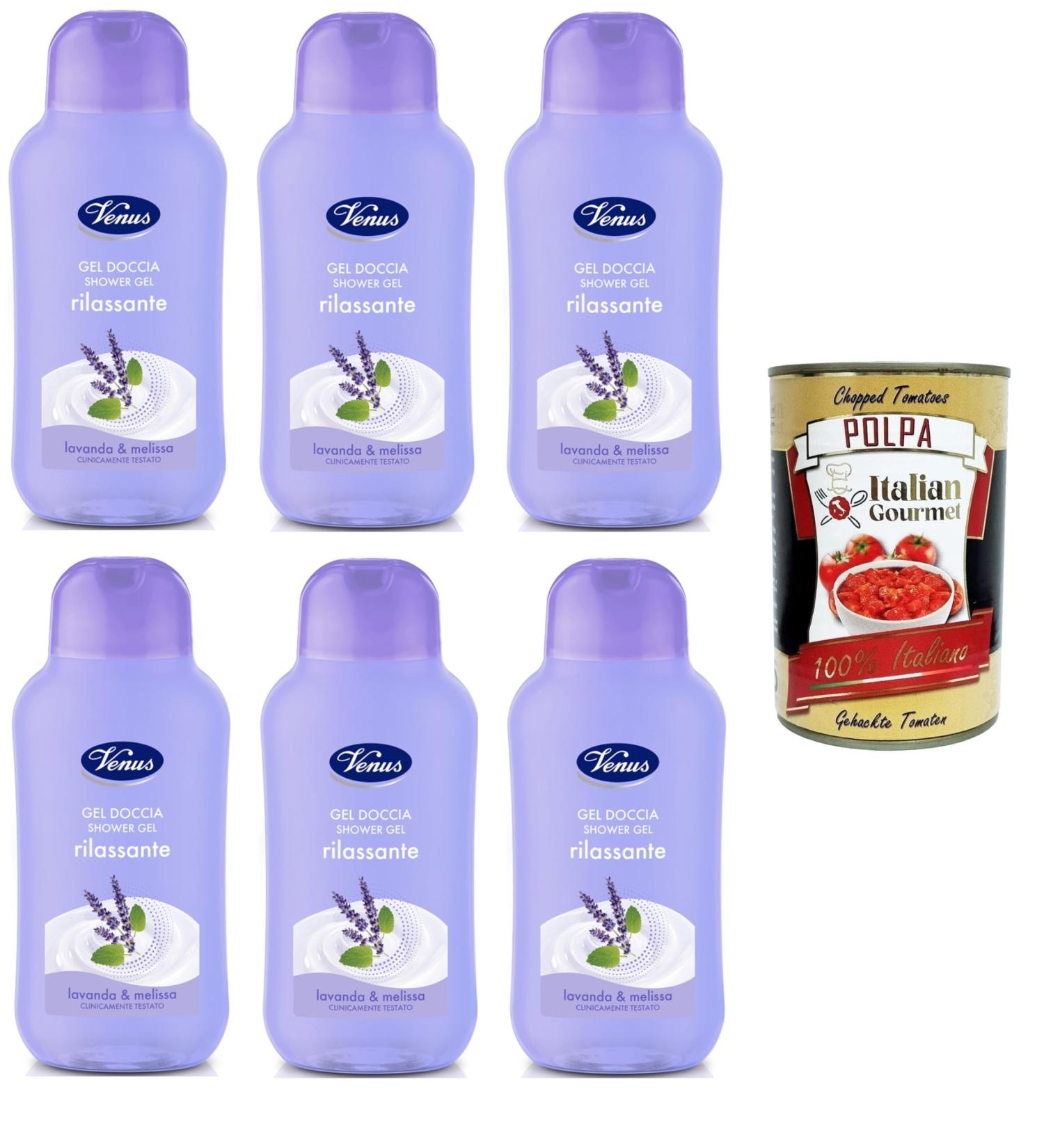  Italian Gourmet E.R. Venus Relaxing Shower Gel Lavender and Lemon Balm 6 x 250 ml + Italian Gourmet Pulp 400 g - Buy Online on GoSupps.com