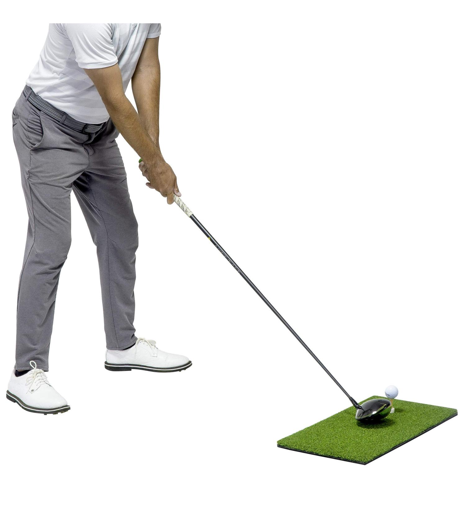 GoSports 2x1 Golf Hitting Mat with 3 Rubber Tees - Indoor/Outdoor Artificial Turf Practice Mat in Green - Buy Online on GoSupps.com