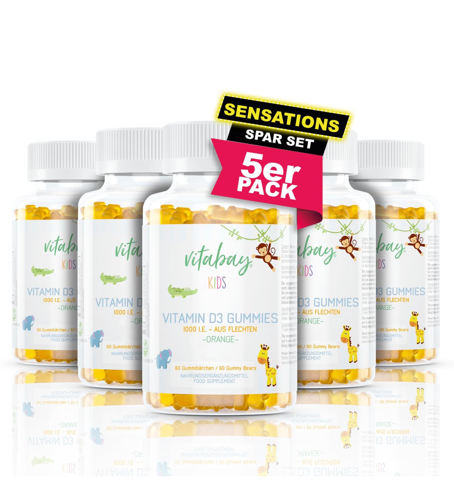 Vitabay Vitamin D3 for Children - 300 Vegan Gummies 1000 IU Strengthen Immune System - Kids' Vitamin D Bears (1 Pack) - Buy Online on GoSupps.com