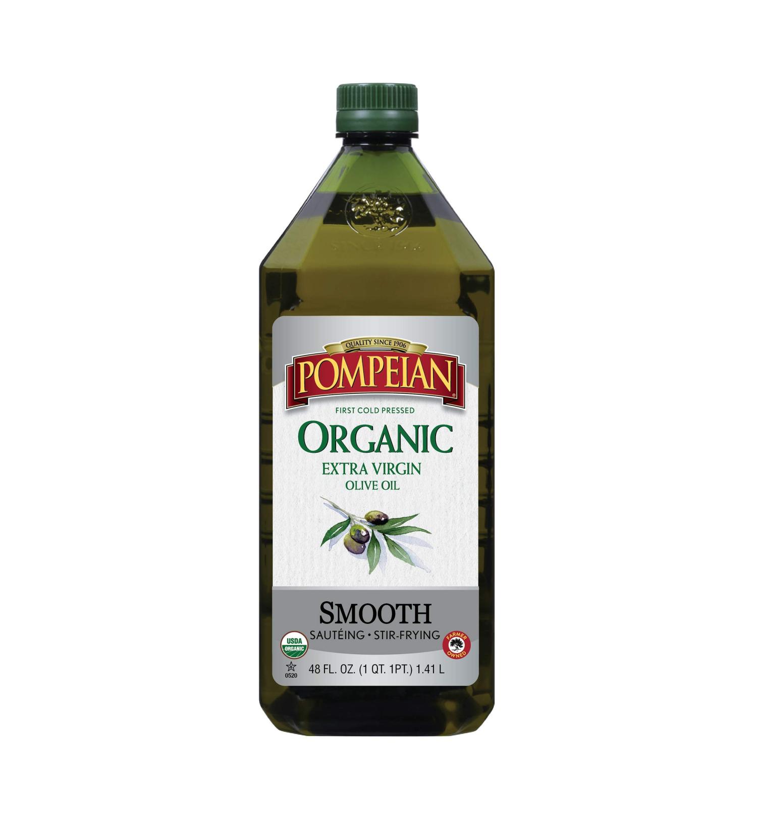 Pompeian USDA Organic Smooth Extra Virgin Olive Oil 48 FL. OZ. - First Cold Pressed, Delicate Flavor, Ideal for Saut ing & Stir-Frying - Buy Online on GoSupps.com
