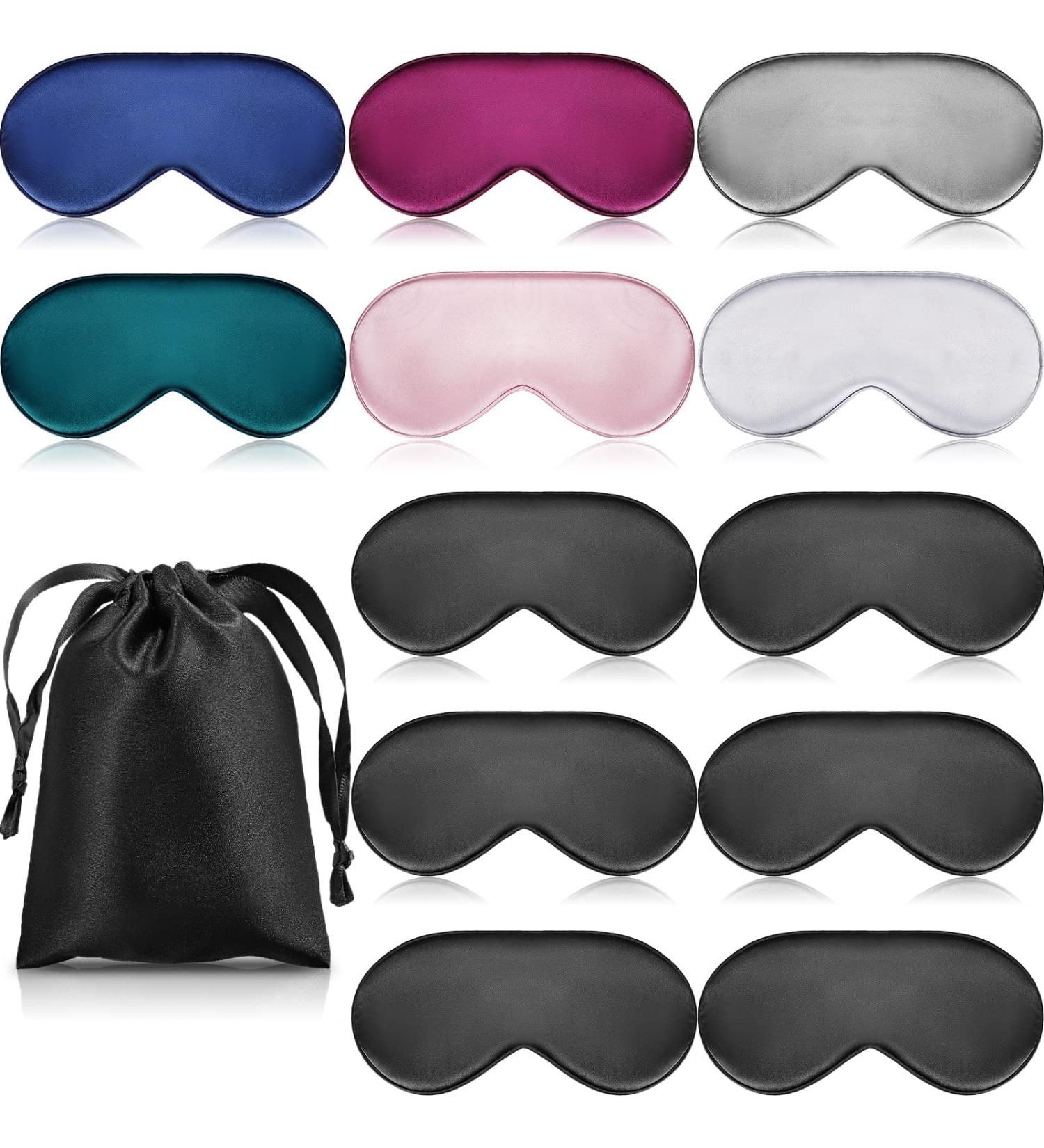 12-Piece Silk Sleep Mask Set | Adjustable Strap, Soft & Elastic Eye Cover for Women, Men, Kids | Satin Blindfold for Sleeping, Travel | Eye Shades - Buy Online on GoSupps.com
