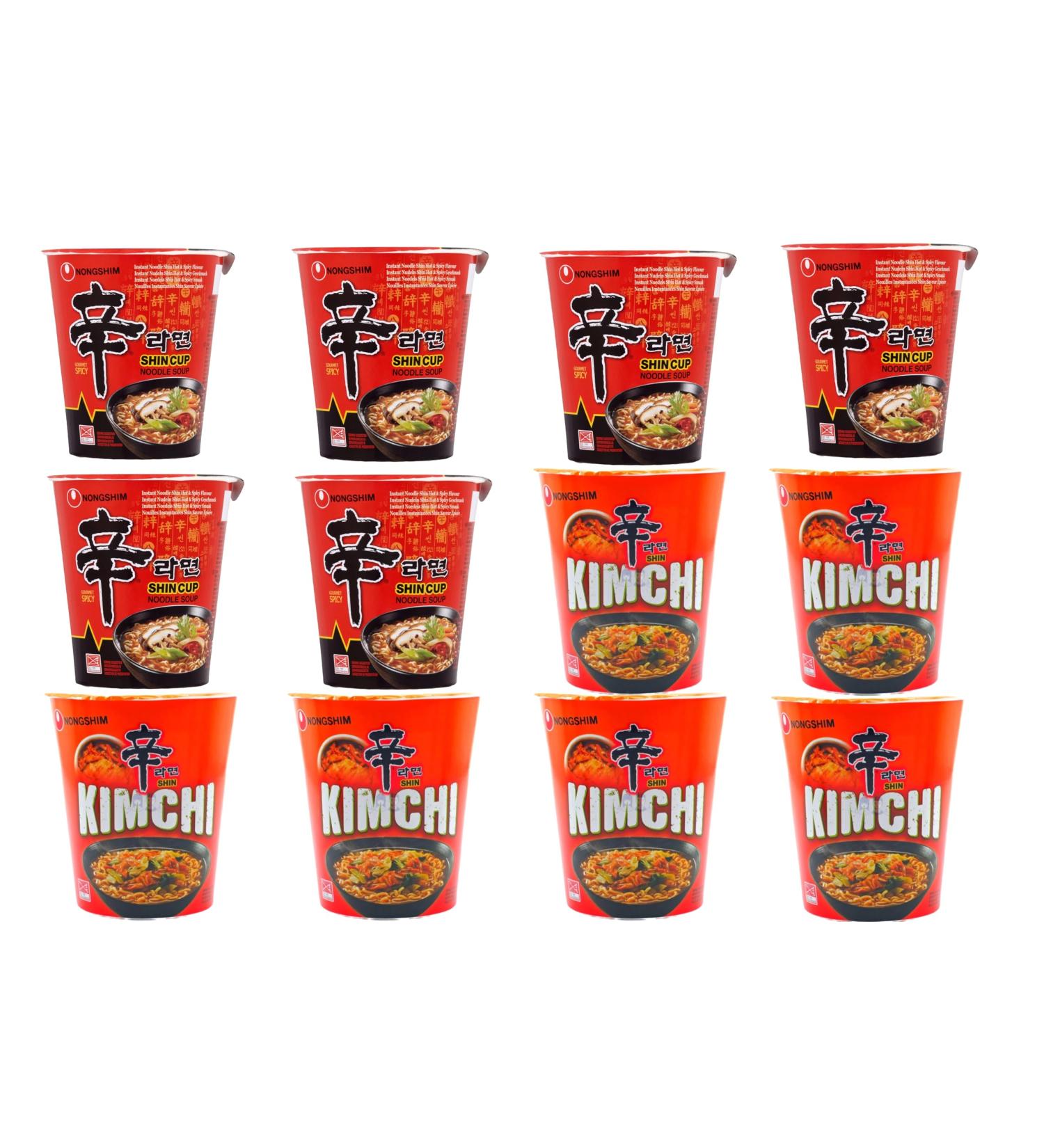 Nongshim Korean Assorted Flavours Instant Noodle Shin Ramyun Kimchi Cup Noodles-12 Cups