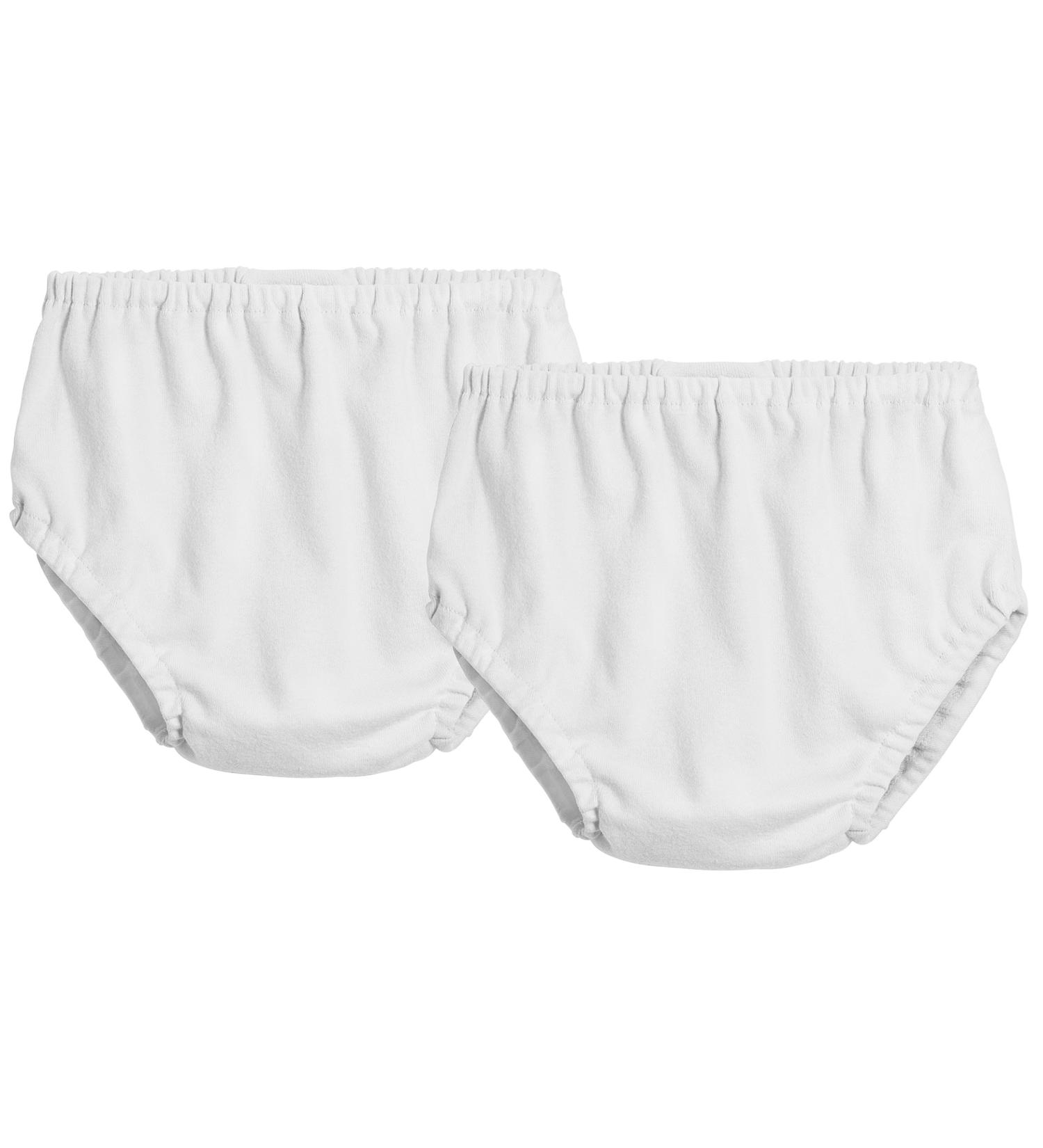 City Threads Girls' & Boys' Cotton Basic Diaper Covers Made in USA 2T White/White