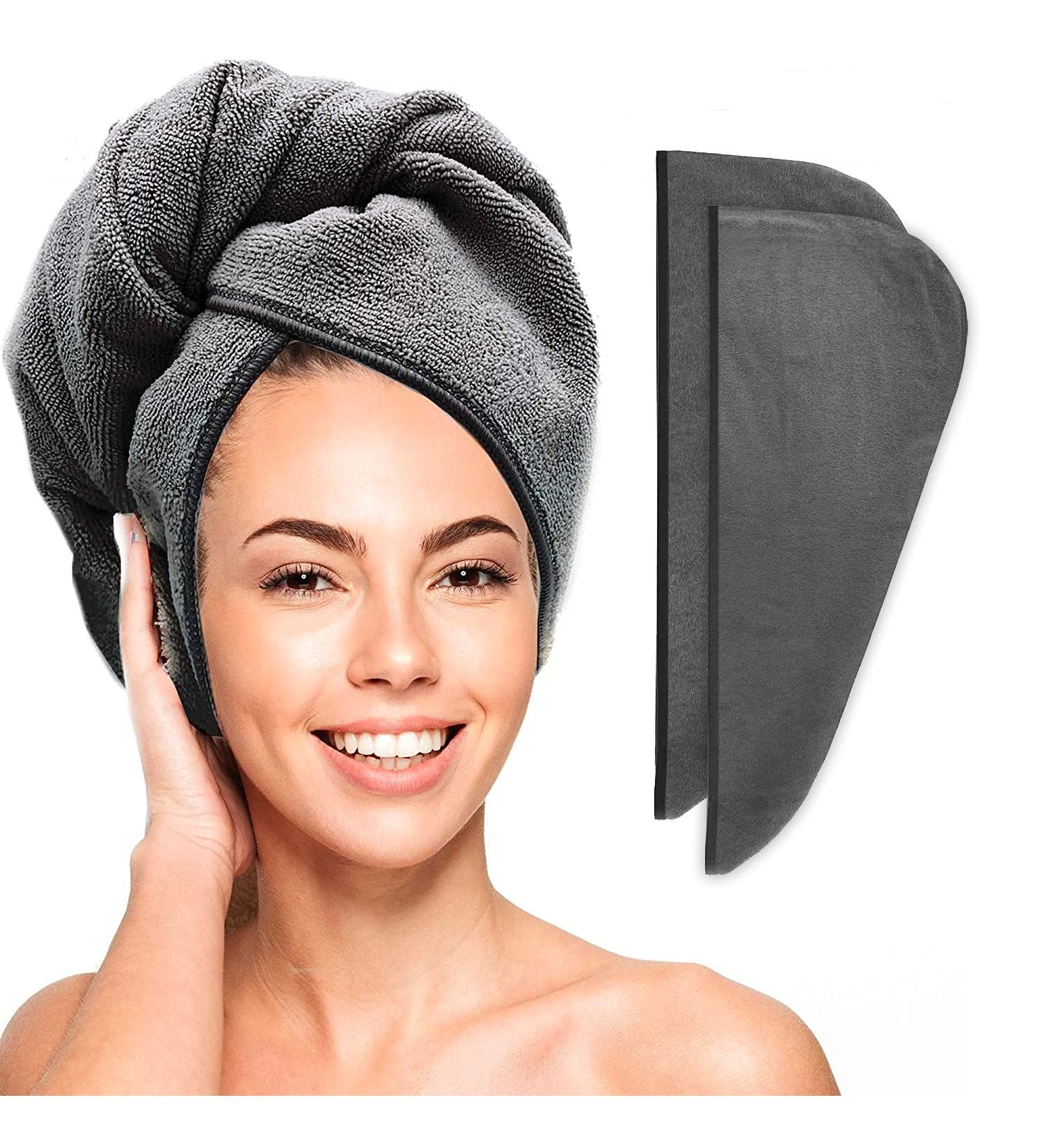 Scala Microfiber Turban Hair Towel for Women - Quick Drying Super Absorbent No Frizz & Knotting - 2 Pack (10x25 inches) for Wet Curly Hair - Buy Online on GoSupps.com