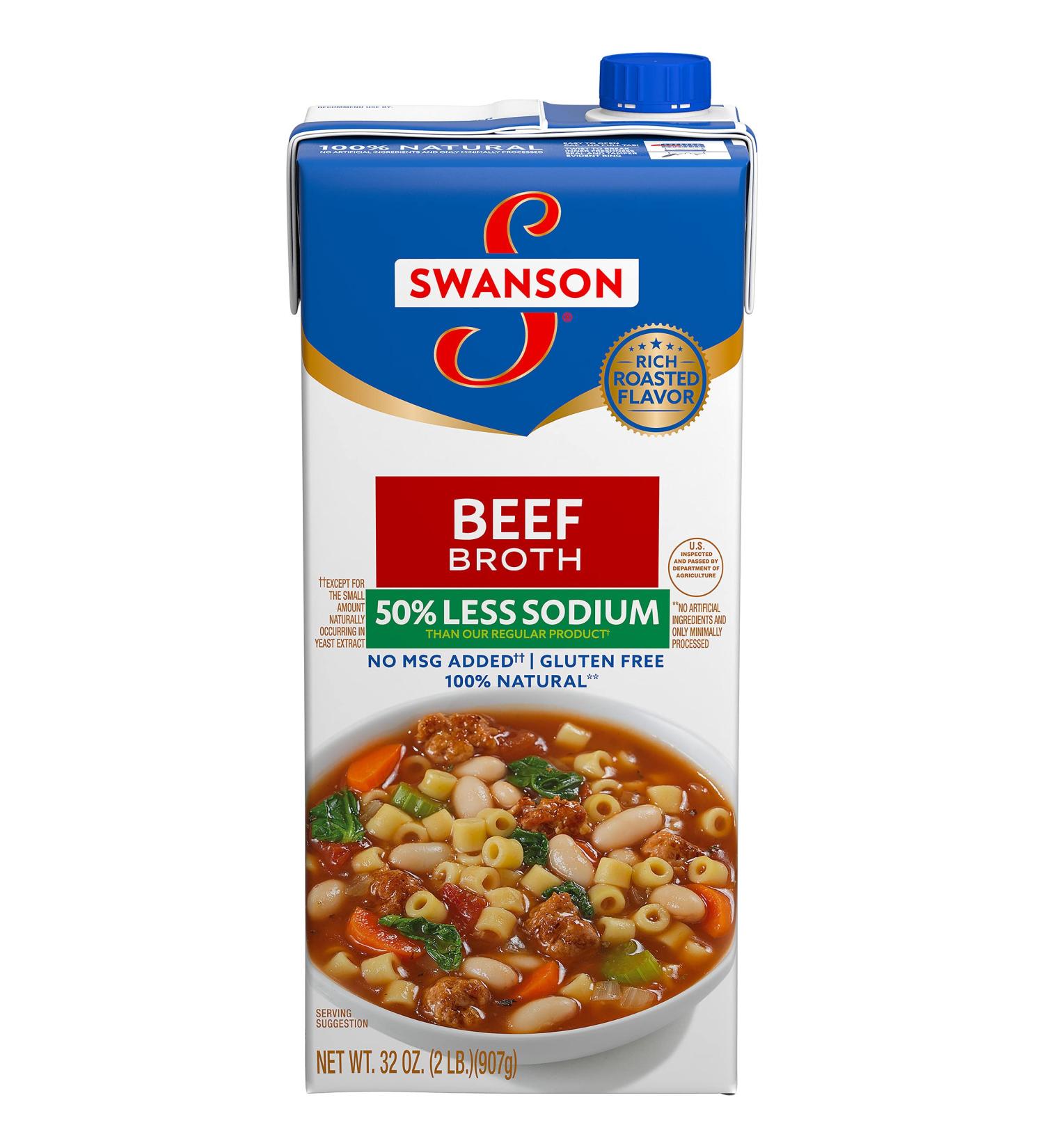 Swanson 50% Less Sodium Beef Broth  32 oz. - Buy Online on GoSupps.com