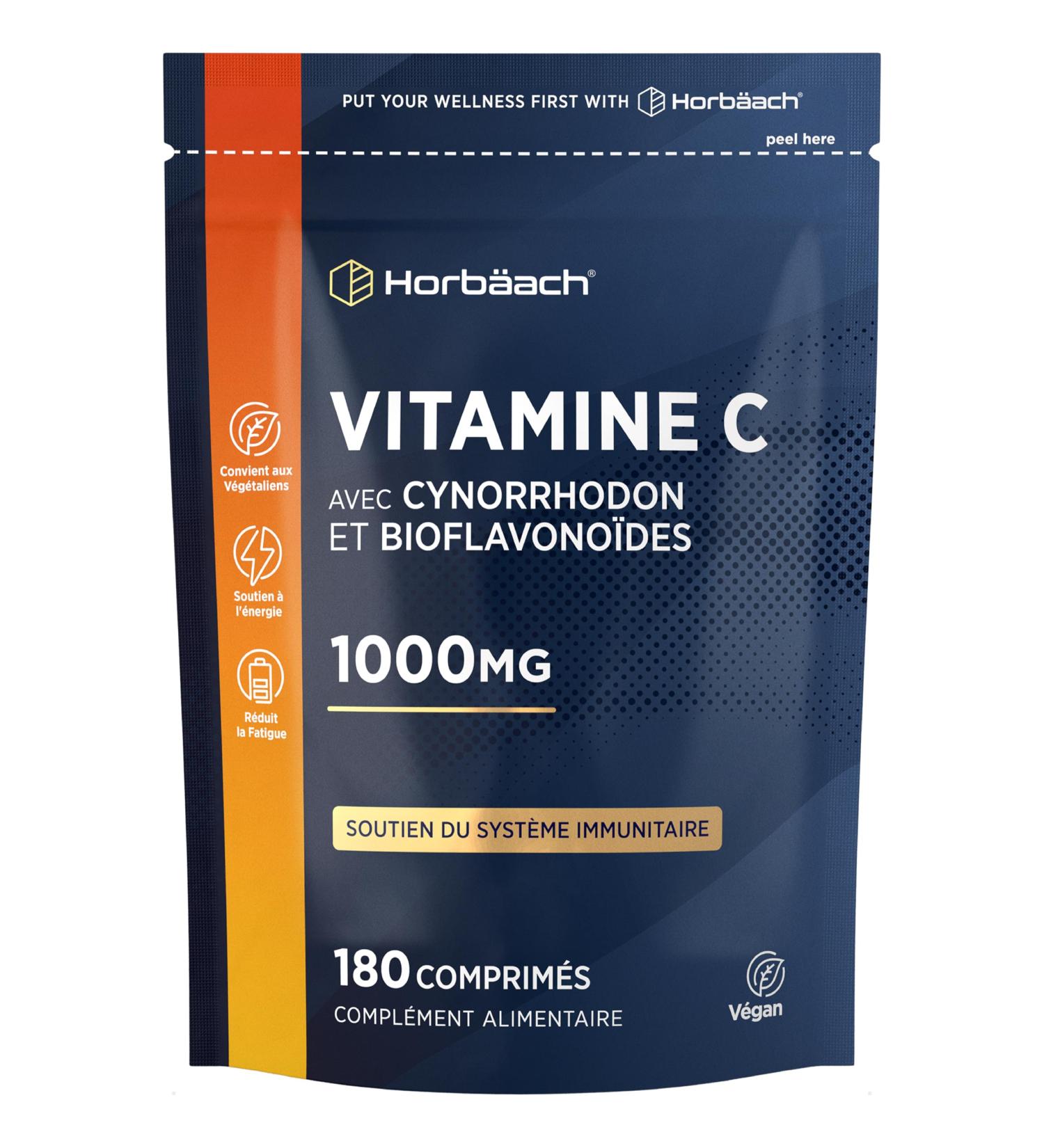 Vitamine C 1000mg Complexe avec Citrus Bioflavonoids et Rosa Canina | Cure de 6 Mois - 180 Comprim s V gans | Vitamin C Complex | Horbaach - Buy Online on GoSupps.com