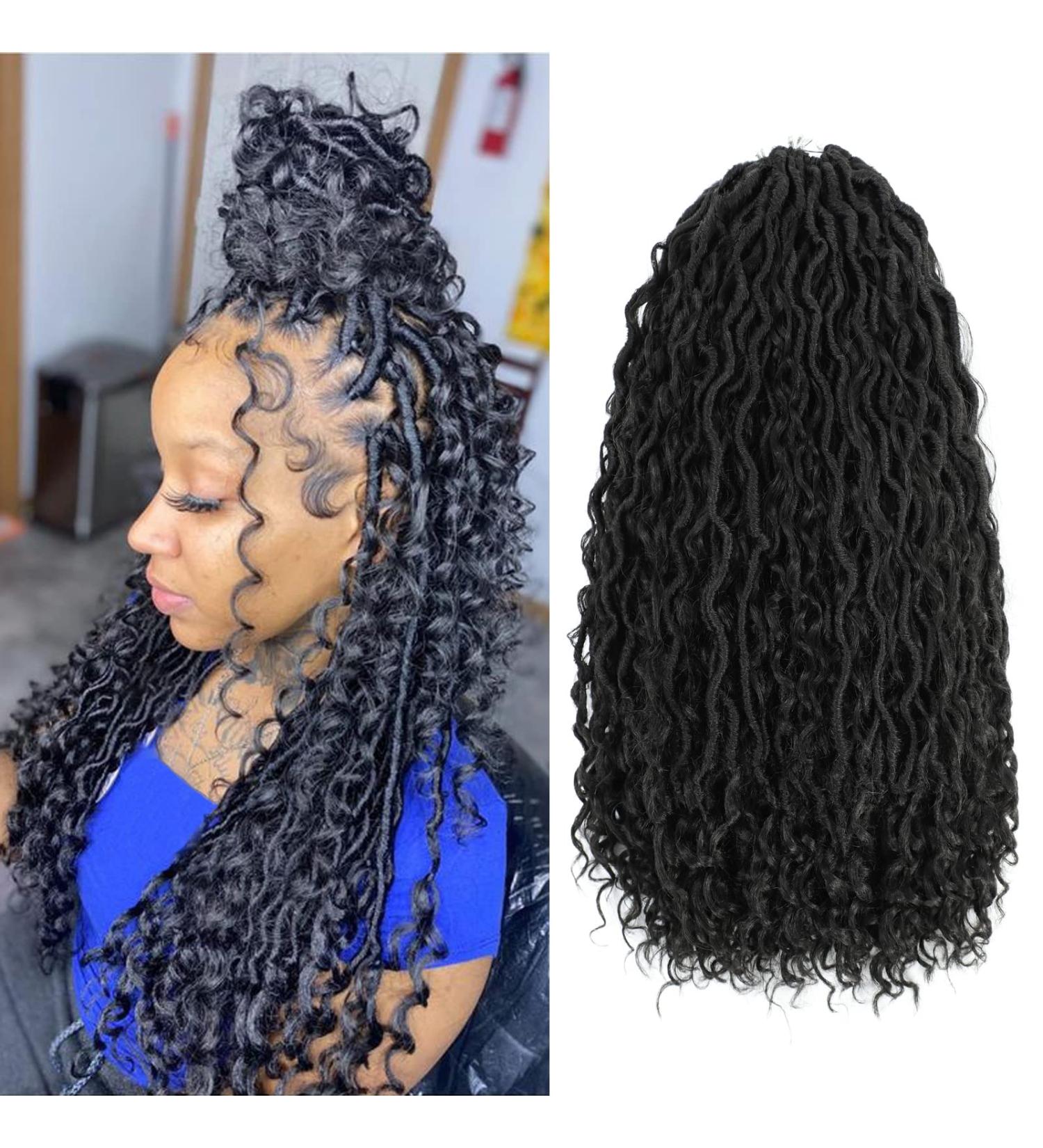 Boho Goddess Locs Crochet Hair 22 5 Packs - River Faux Curly Wavy Style - Synthetic Extensions - 1B Color - Buy Online on GoSupps.com