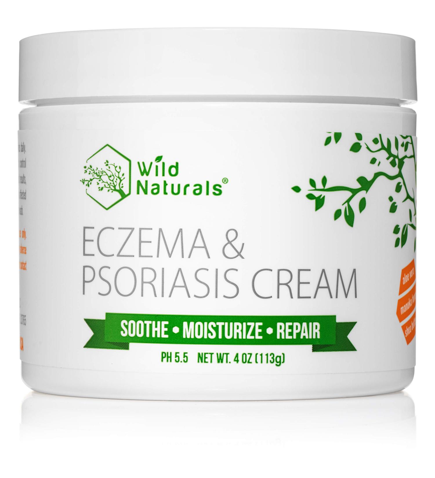 Wild Naturals Eczema Psoriasis Cream 4 oz - Natural 15-in-1 Lotion for Dry Irritated Skin - Soothes, Moisturizes, Reduces Redness - Steroid-Free for Adults, Kids, Baby - Buy Online on GoSupps.com