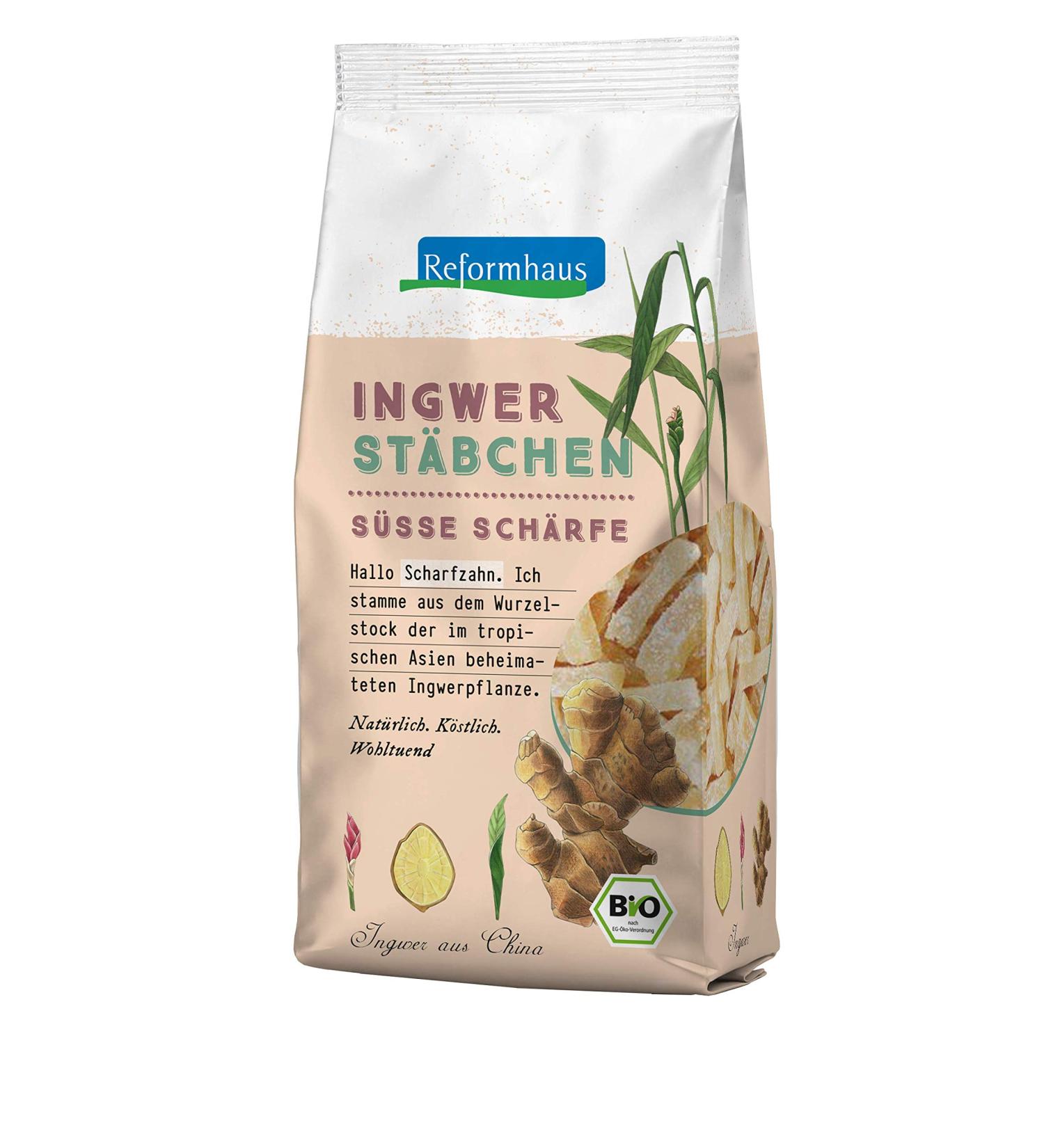 Reformhaus Ginger Sticks Sugared Organic Pack of 6 (6 x 200 g) 200 g (Pack of 6)